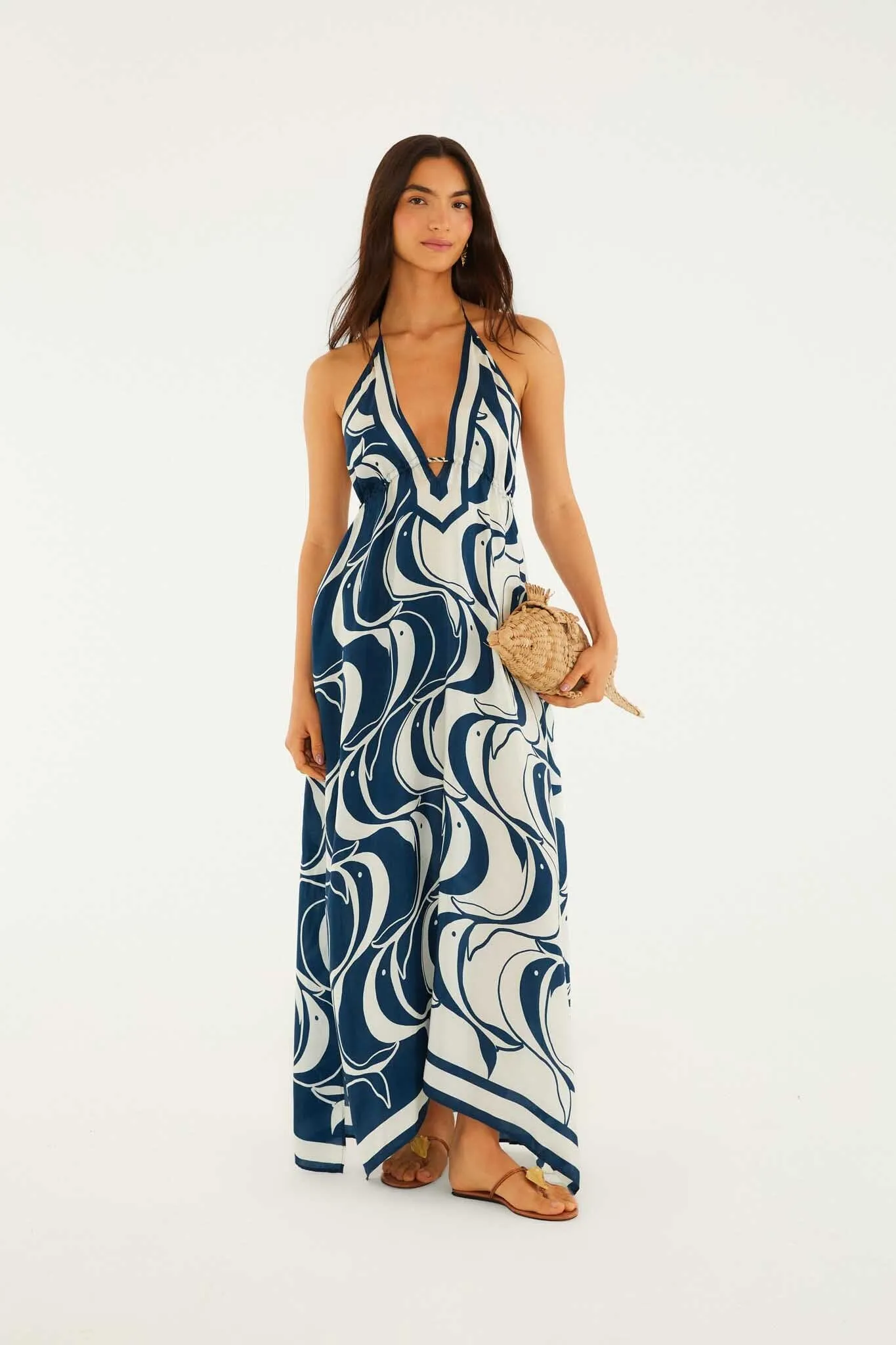 Blue Plunging Neck Maxi Dress sold by FARM Rio product image thumbnail 2