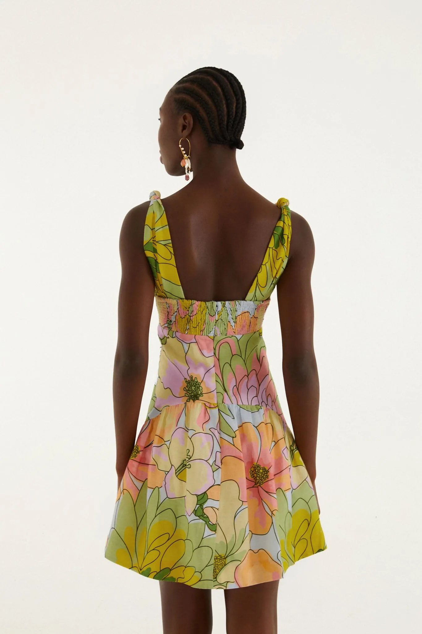 Light Blue Spring Affair Cut-Out Euroflax Premium Linen Mini Dress sold by FARM Rio product image thumbnail 2