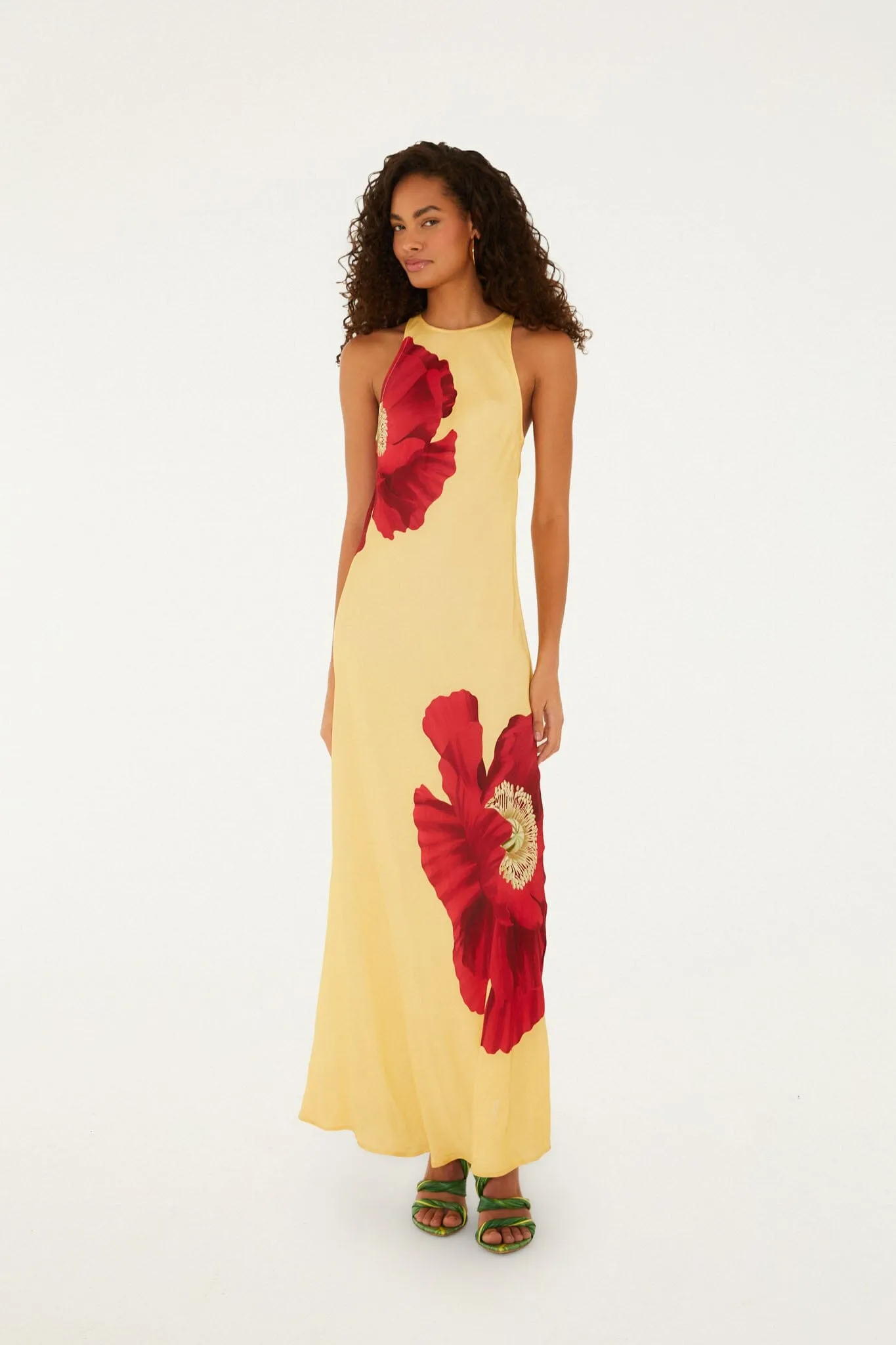 Light Yellow Poppy Flowers Sleeveless Maxi Dress sold by FARM Rio product image thumbnail 4