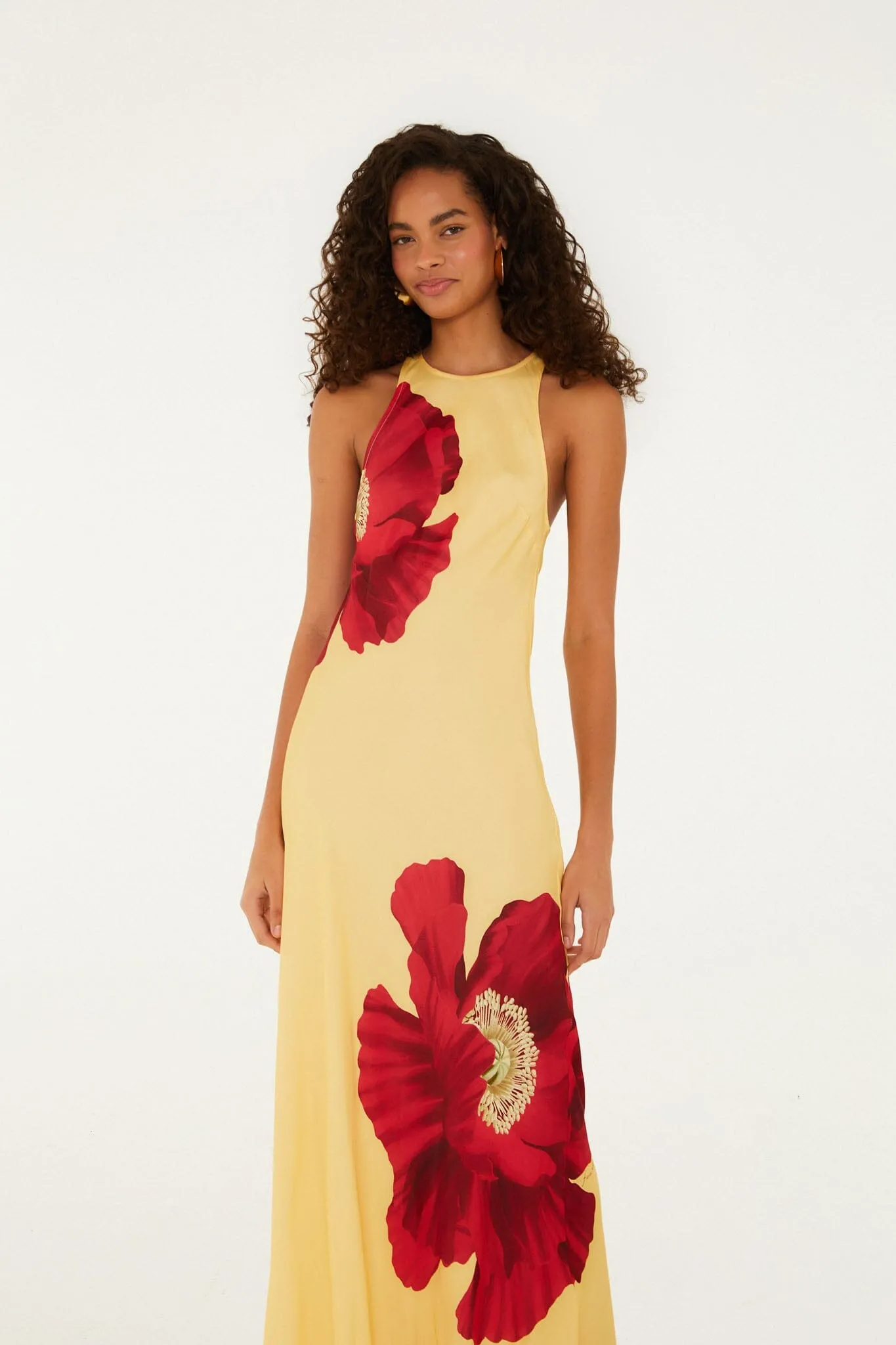 Light Yellow Poppy Flowers Sleeveless Maxi Dress sold by FARM Rio