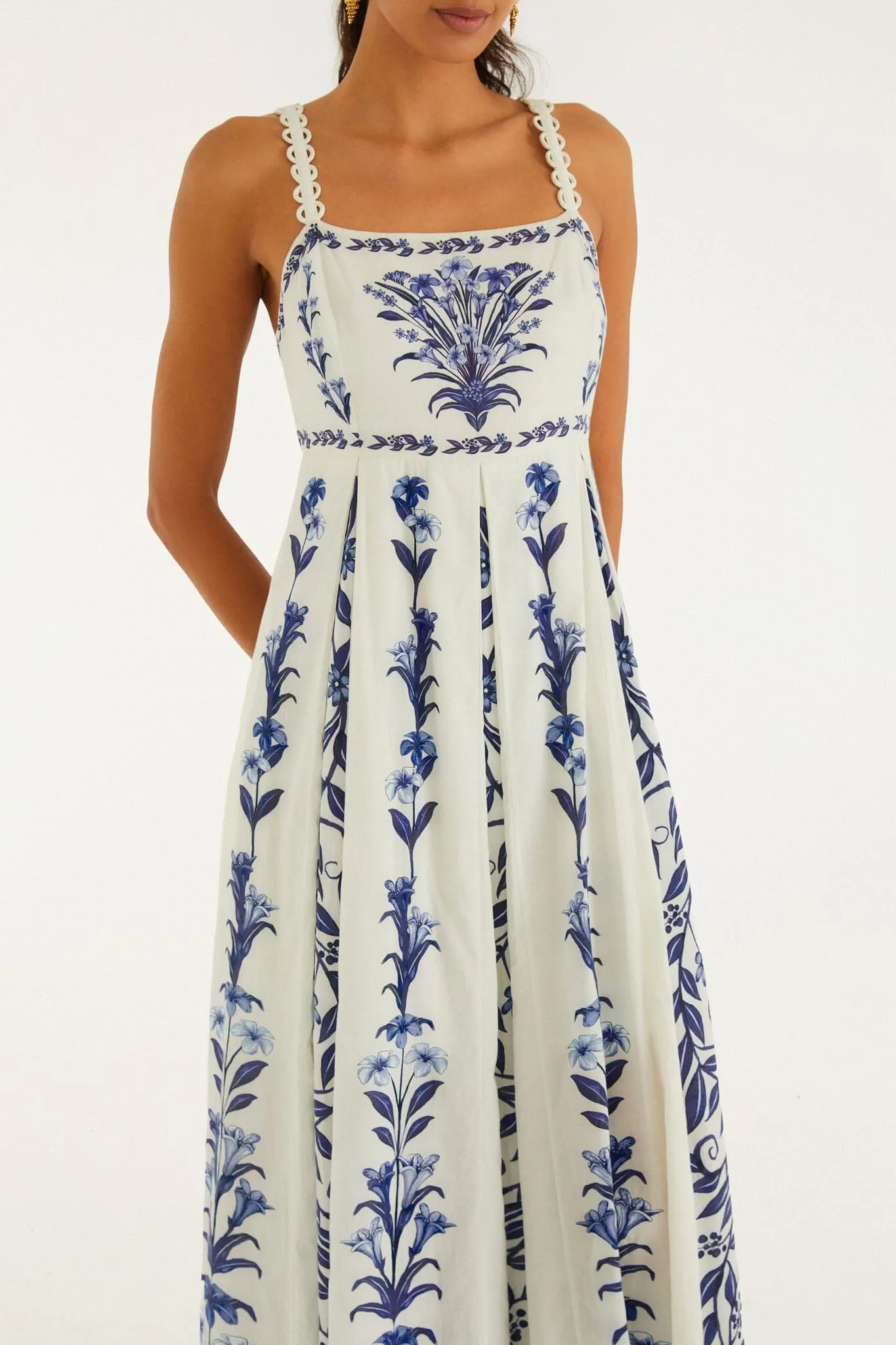 Off-White Flowers Arch Pleats Maxi Dress sold by FARM Rio