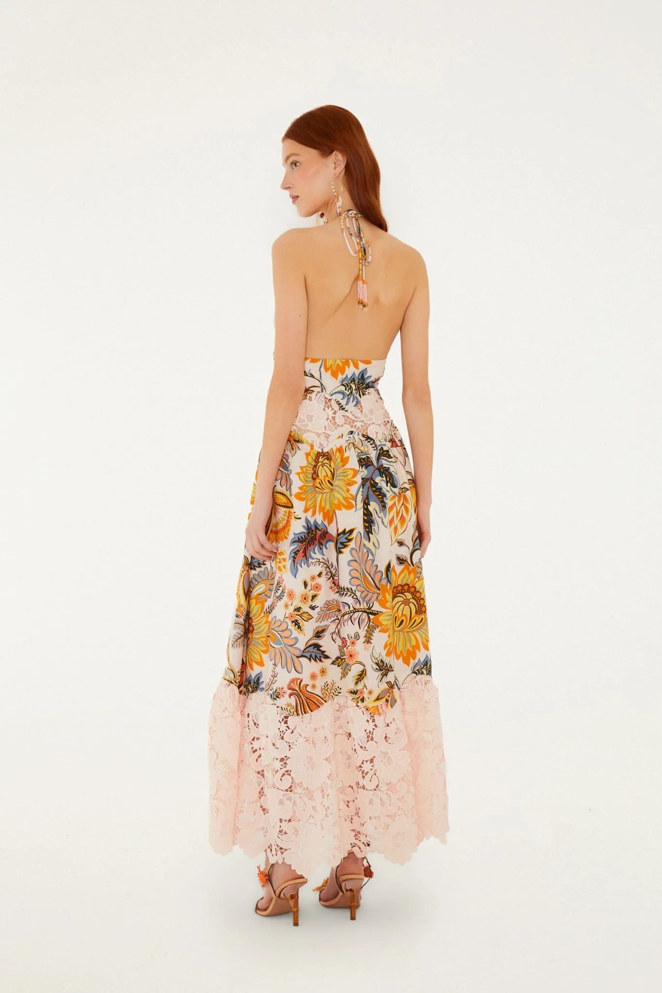 Light Pink Ligia Floral Lace Maxi Dress sold by FARM Rio product image thumbnail 4
