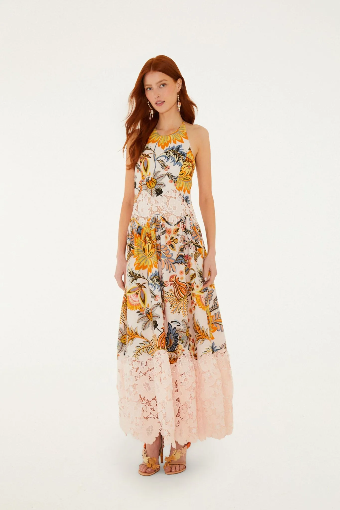 Light Pink Ligia Floral Lace Maxi Dress sold by FARM Rio