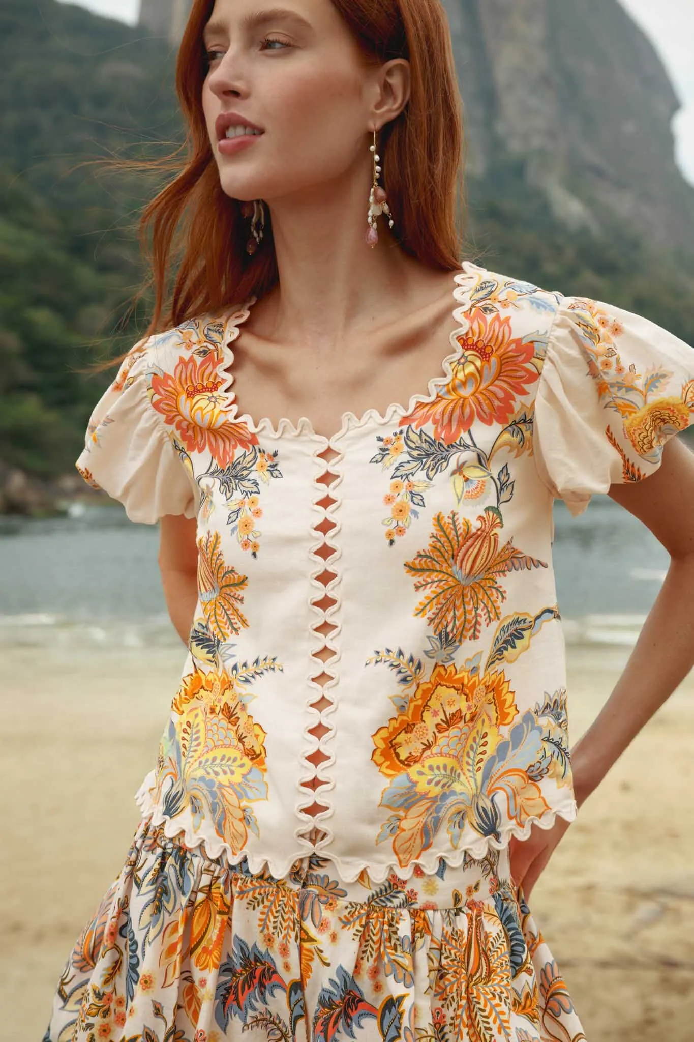 Light Pink Ligia Short Sleeve Blouse sold by FARM Rio