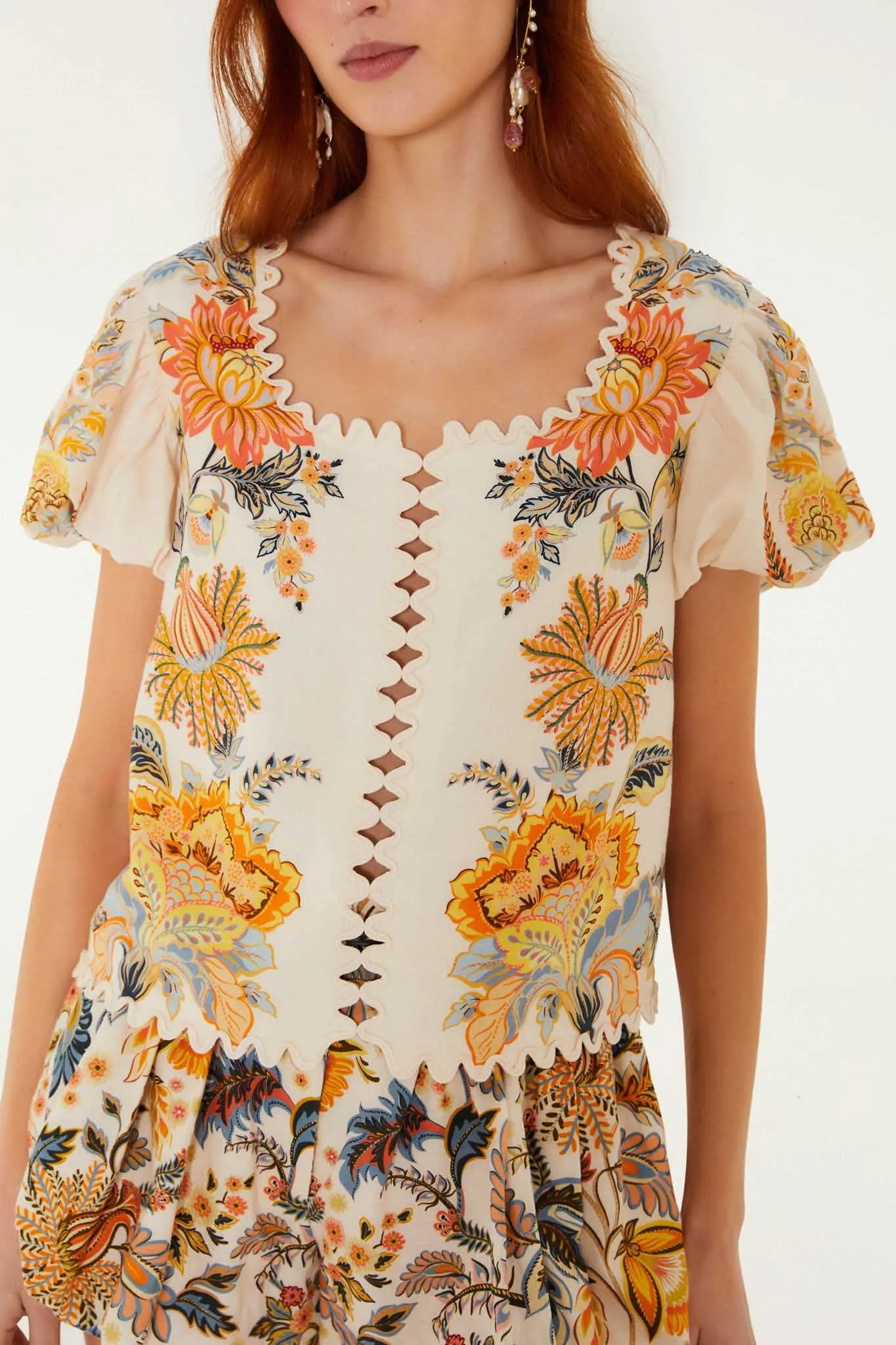Light Pink Ligia Short Sleeve Blouse sold by FARM Rio product image thumbnail 5
