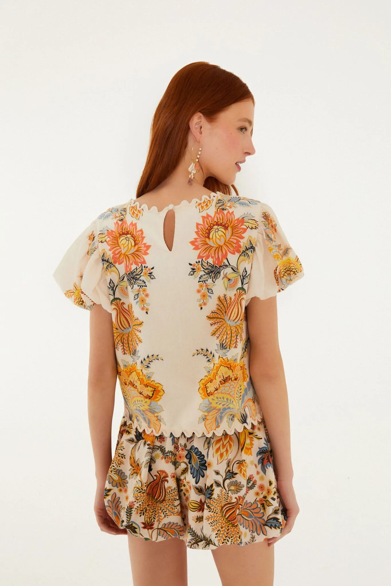 Light Pink Ligia Short Sleeve Blouse sold by FARM Rio product image thumbnail 4