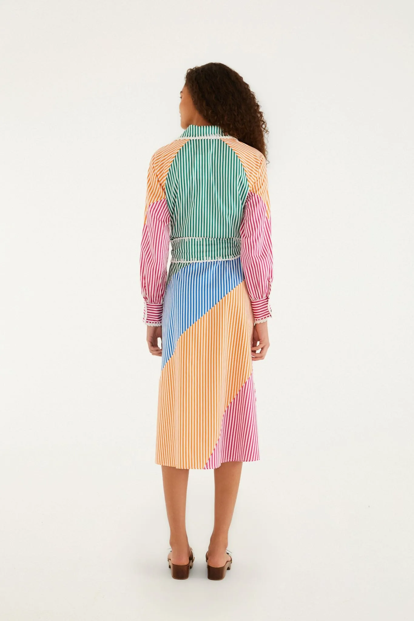 Multicolor Stripes Embroidered Belted Midi Dress sold by FARM Rio product image thumbnail 3