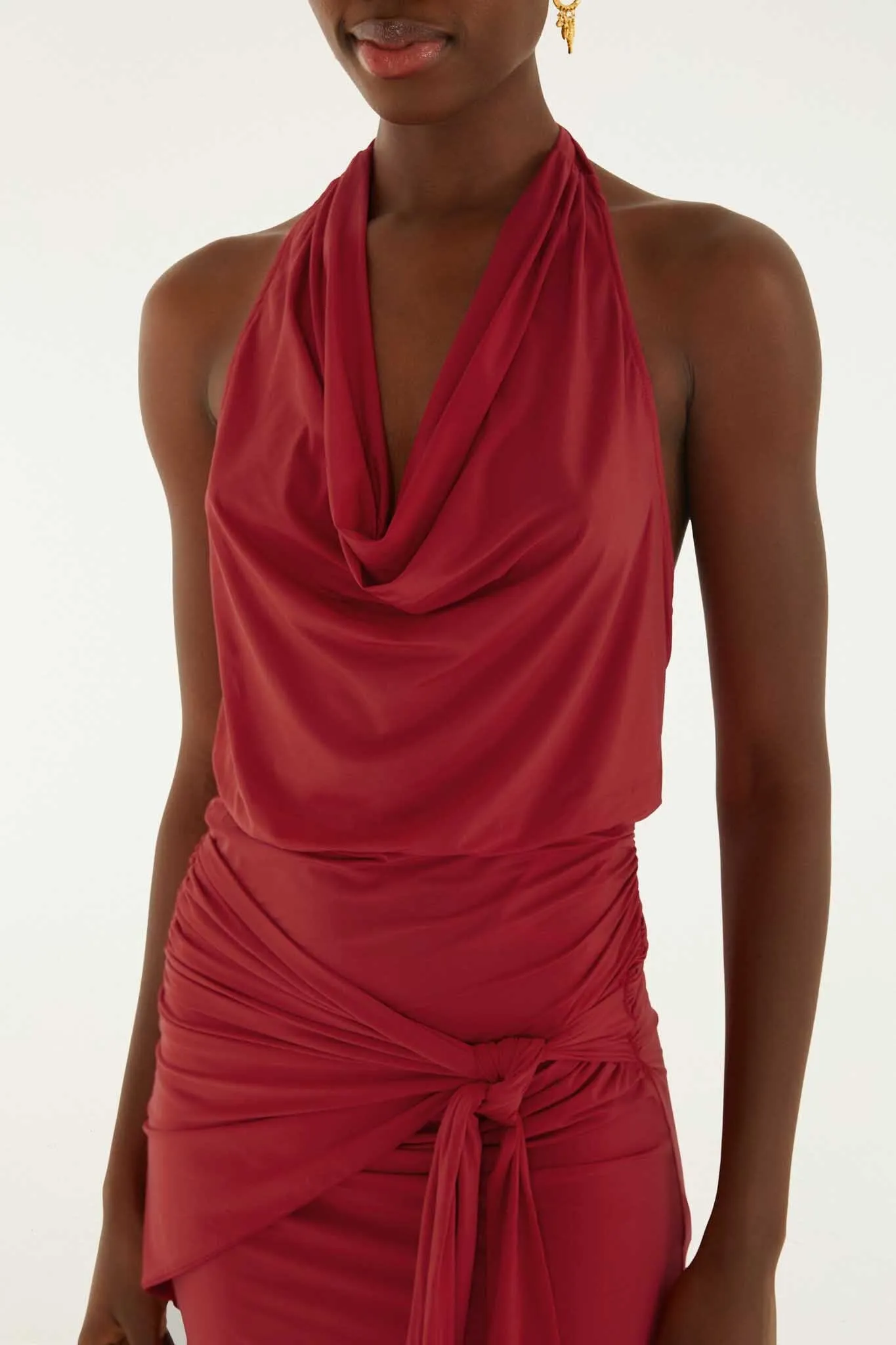 Red Draped Halter Neck Mini Dress sold by FARM Rio product image thumbnail 2