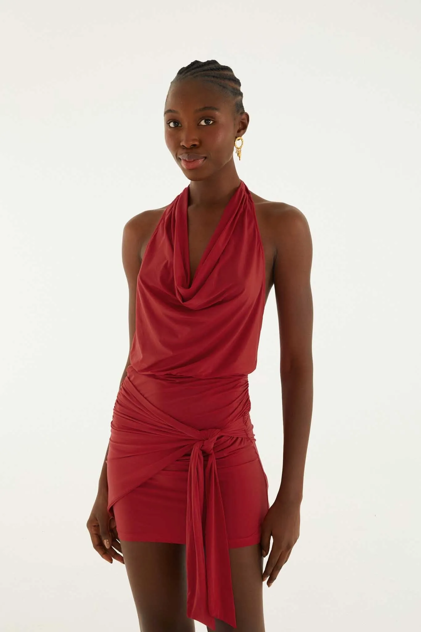 Red Draped Halter Neck Mini Dress sold by FARM Rio