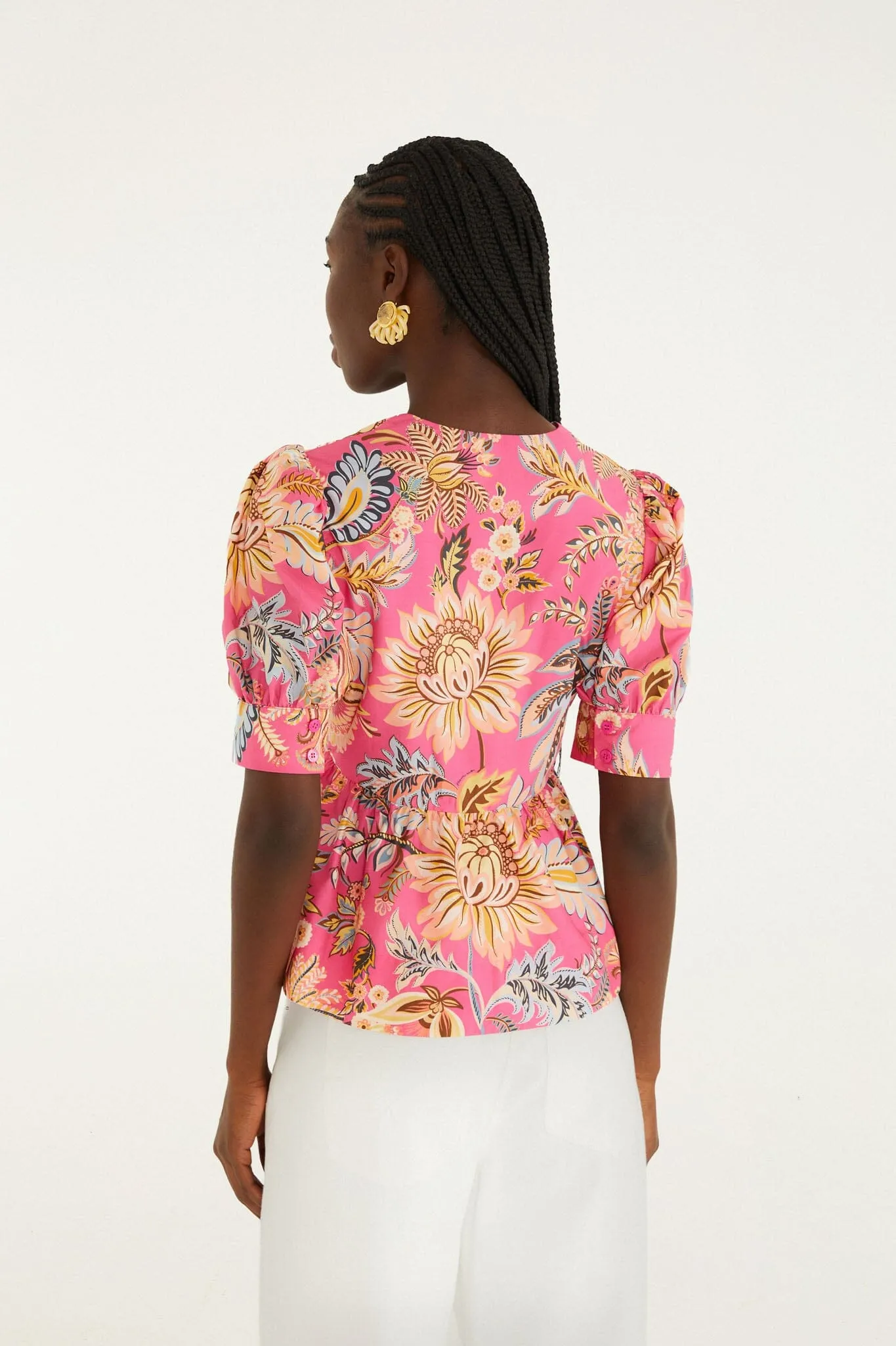 Pink Ligia Floral Puff Sleeve Blouse sold by FARM Rio product image thumbnail 3
