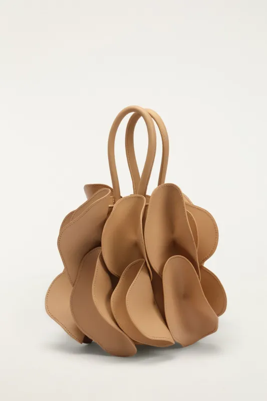 Beige Leather Flower Handbag made by FARM Rio