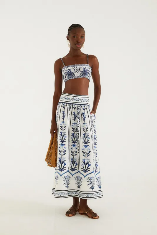 Off-White Flowers Arch  Maxi Skirt made by FARM Rio