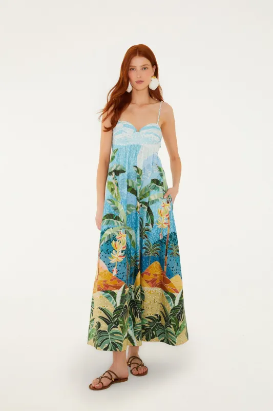 Multicolor Rio Mosaic Sweetheart Neck Maxi Dress made by FARM Rio
