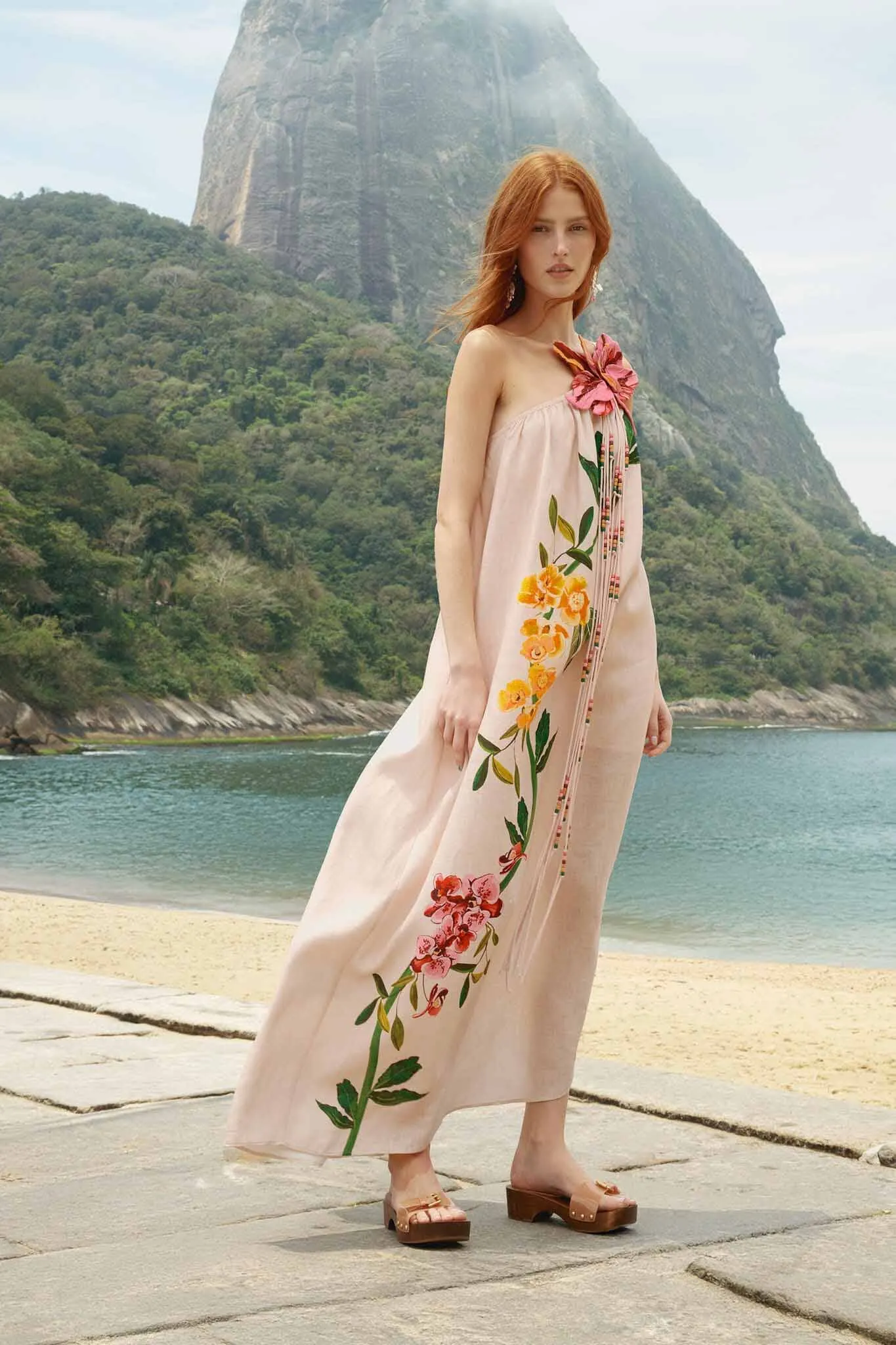 Pink Garden Terrace 3d One-Shoulder Maxi Dress sold by FARM Rio