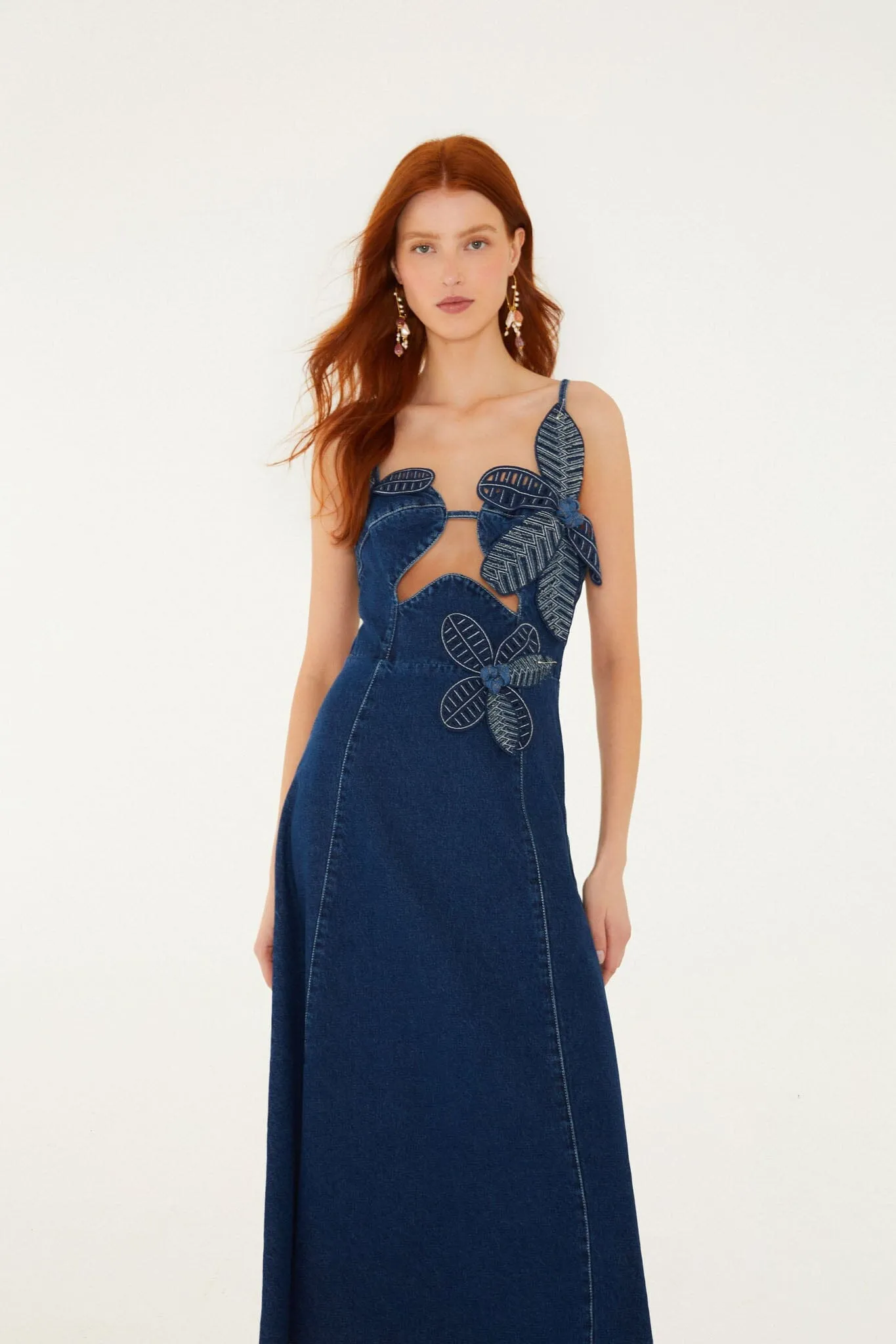 Denim 3D Flower Cut-Out Midi Dress sold by FARM Rio product image thumbnail 4