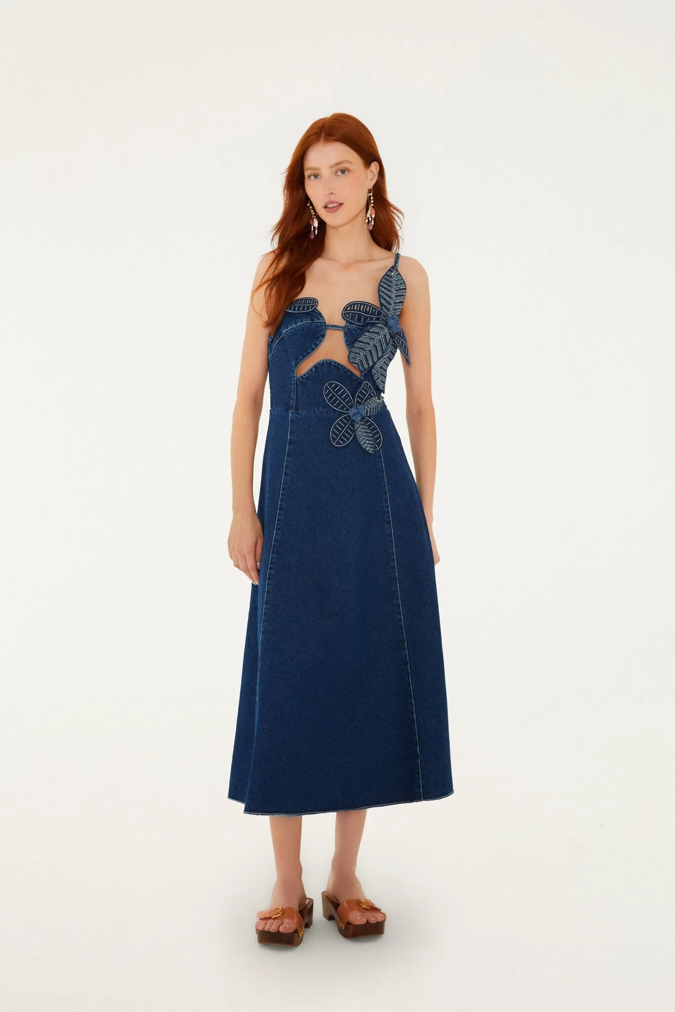 Denim 3D Flower Cut-Out Midi Dress sold by FARM Rio product image thumbnail 5