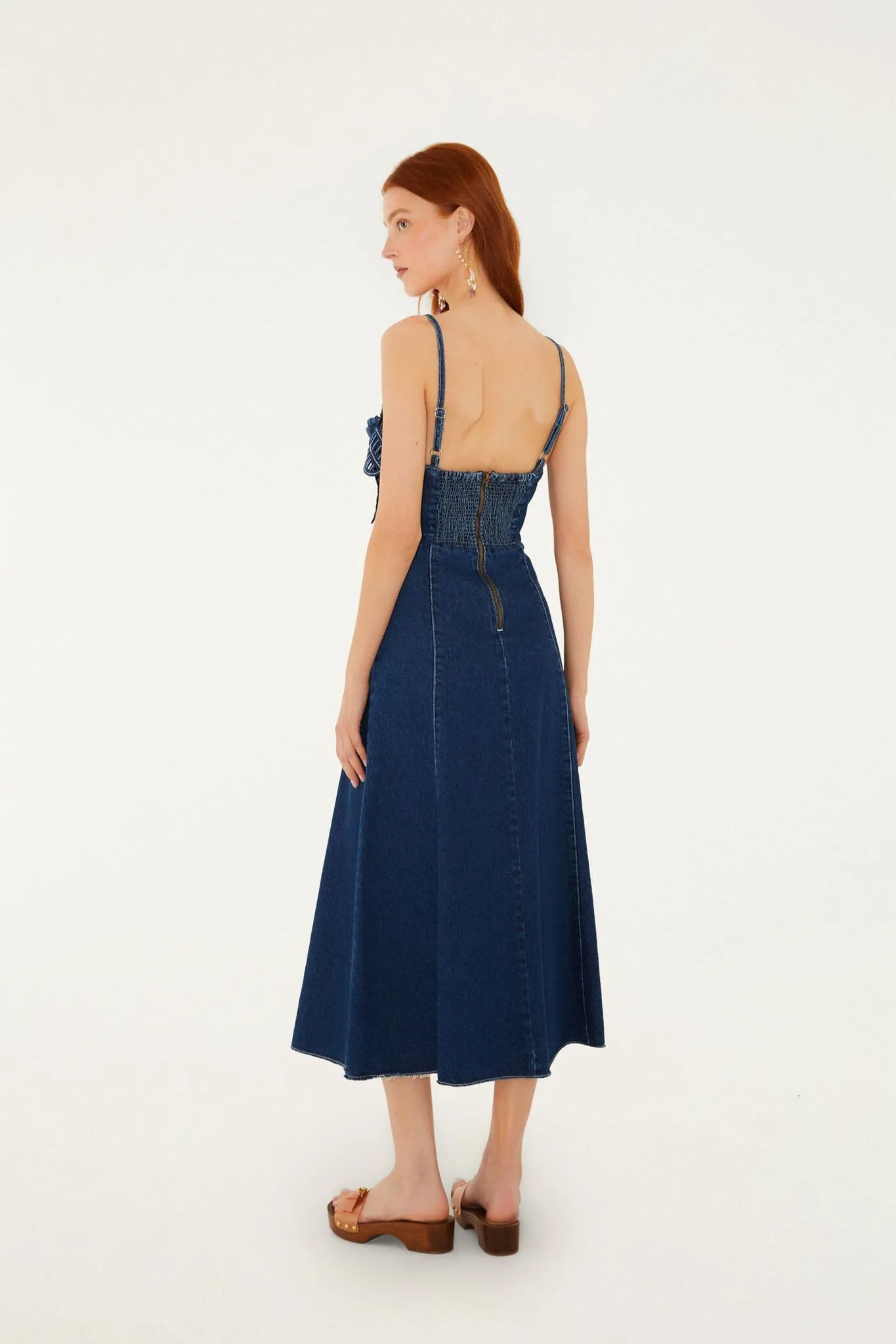 Denim 3D Flower Cut-Out Midi Dress sold by FARM Rio product image thumbnail 3