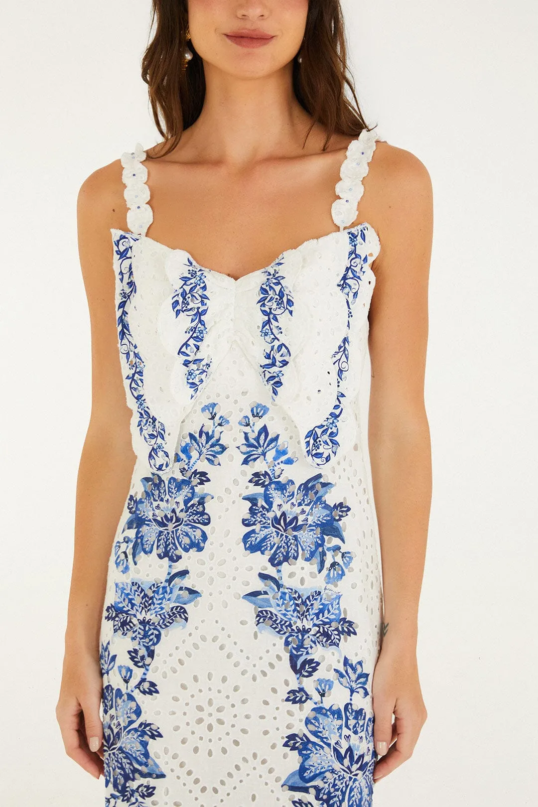 Off-White Beautiful Nature Eyelet Midi Dress sold by FARM Rio product image thumbnail 2