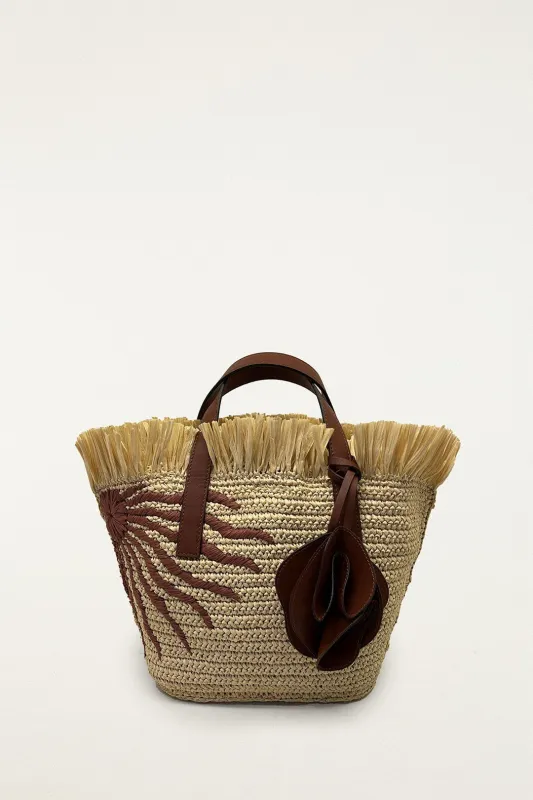 Printed Raffia Mini Basket Bag made by FARM Rio