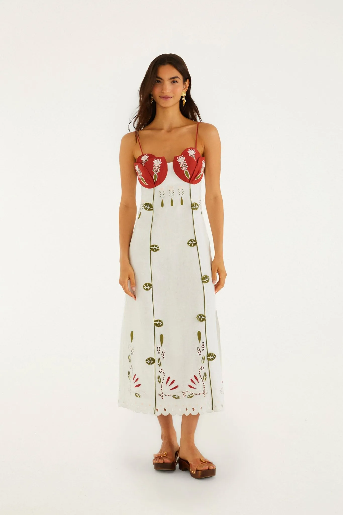 Off-White Tulip Richelieu Embroidered Midi Dress sold by FARM Rio