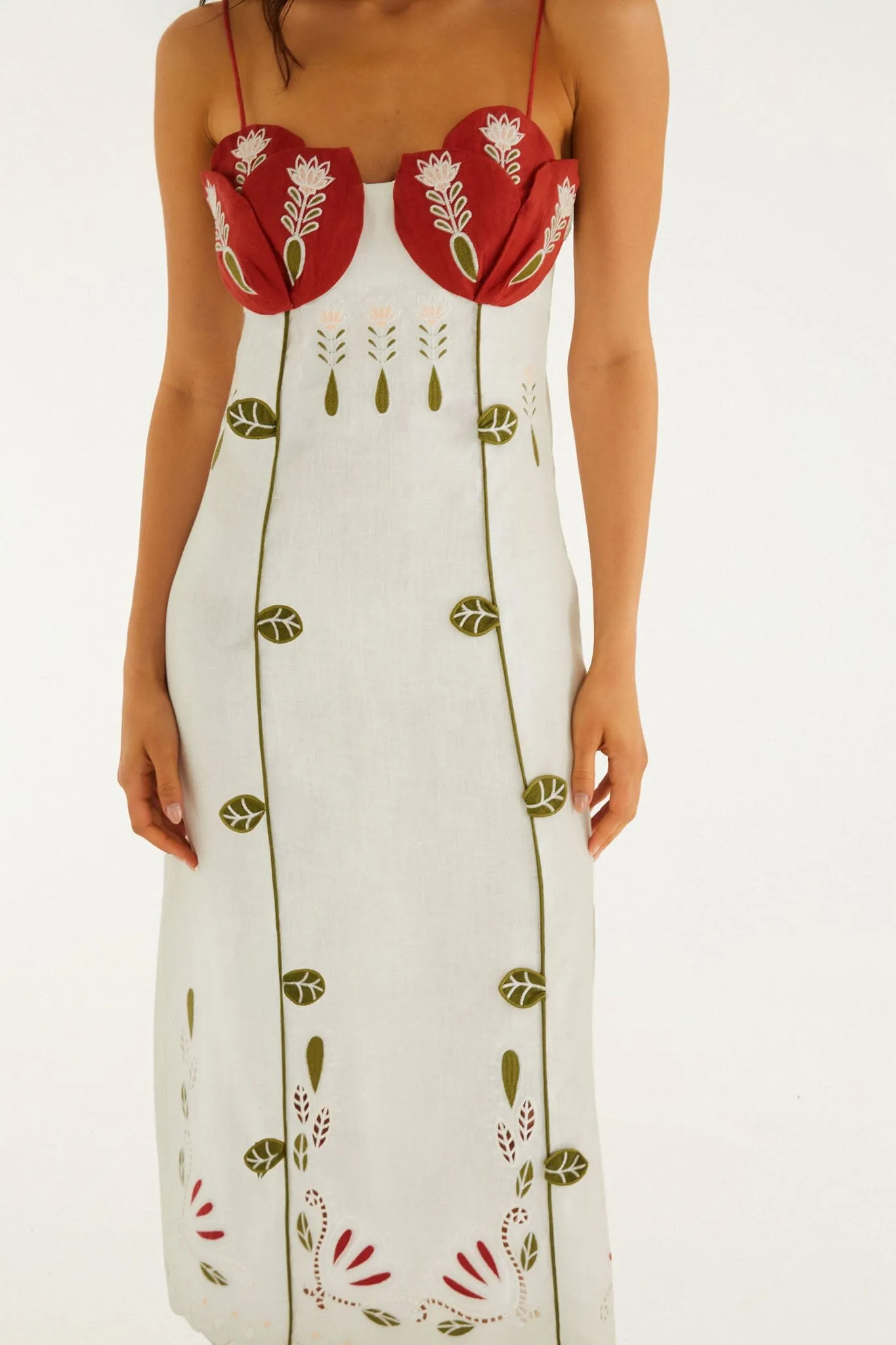 Off-White Tulip Richelieu Embroidered Midi Dress sold by FARM Rio product image thumbnail 2