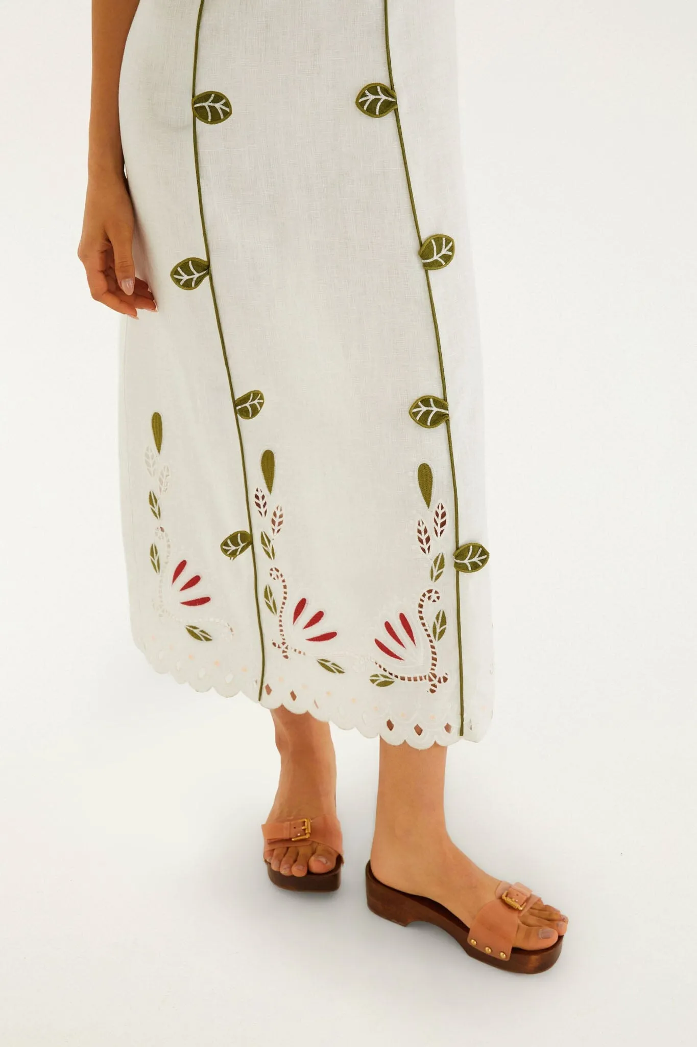 Off-White Tulip Richelieu Embroidered Midi Dress sold by FARM Rio product image thumbnail 3