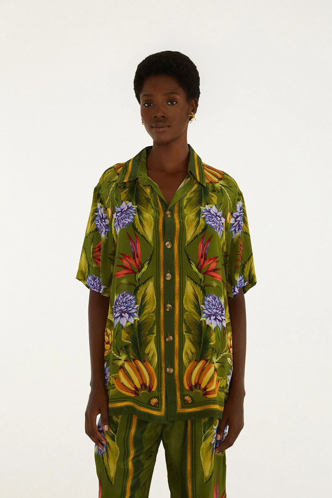 Green Tropical Scarf Short Sleeve Shirt sold by FARM Rio