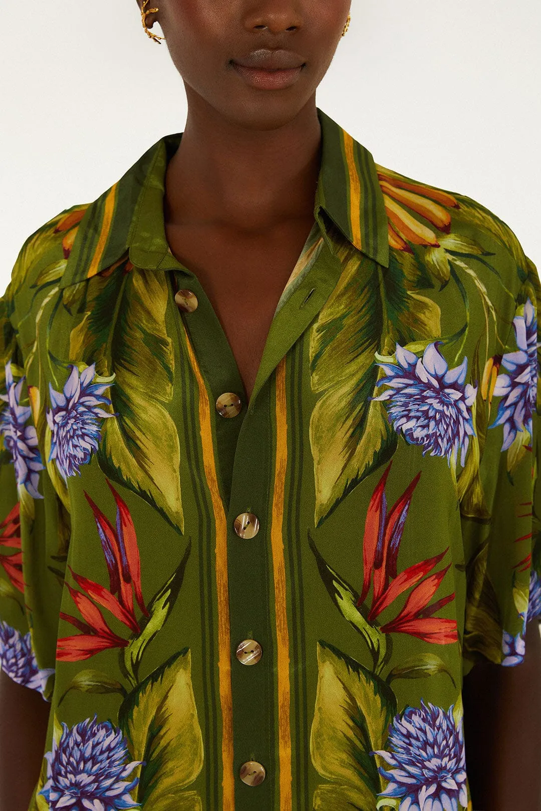 Green Tropical Scarf Short Sleeve Shirt sold by FARM Rio product image thumbnail 2