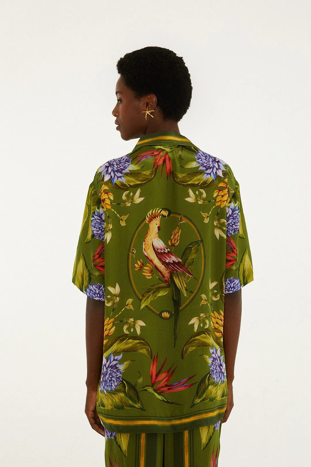 Green Tropical Scarf Short Sleeve Shirt sold by FARM Rio product image thumbnail 3