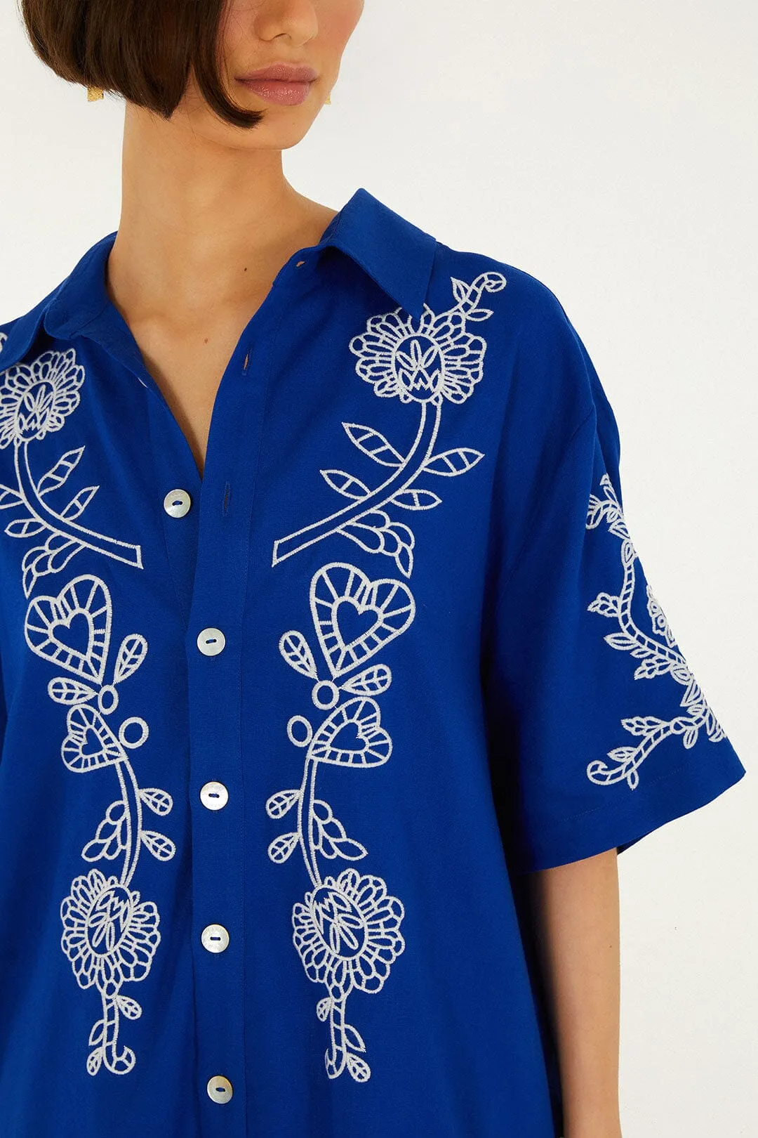 Blue Romantic Embroidered Shirt sold by FARM Rio product image thumbnail 2