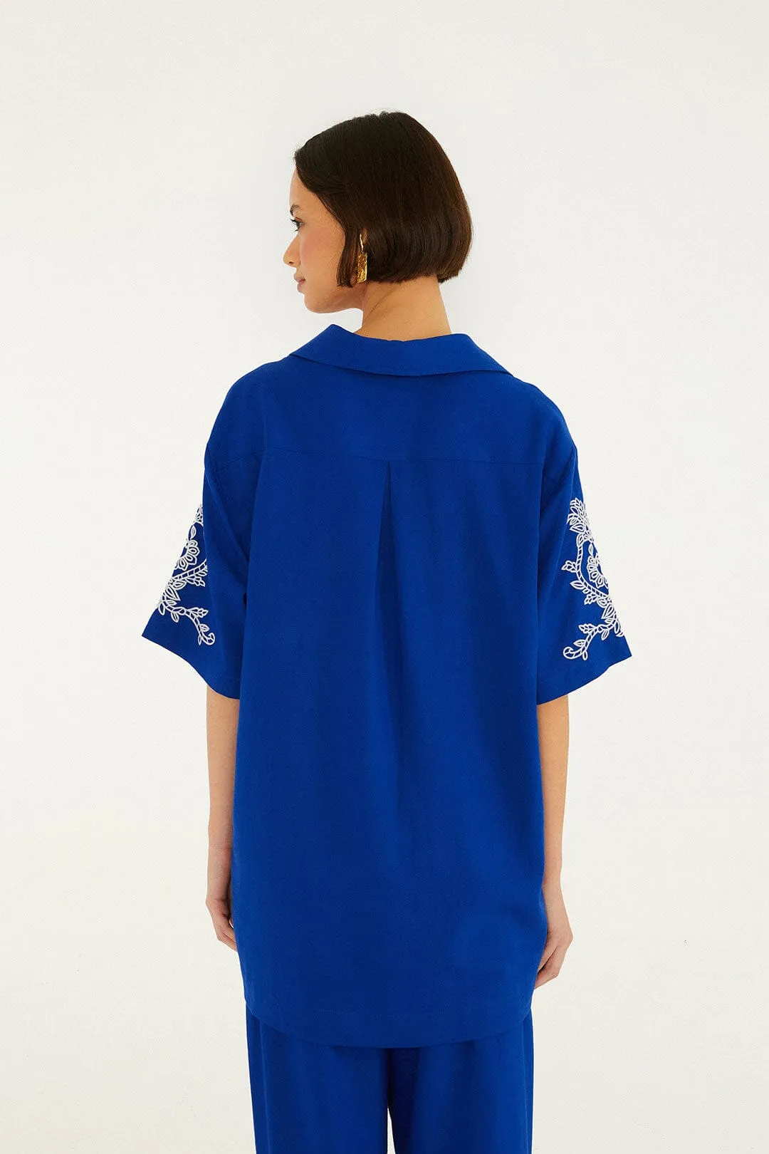 Blue Romantic Embroidered Shirt sold by FARM Rio product image thumbnail 3
