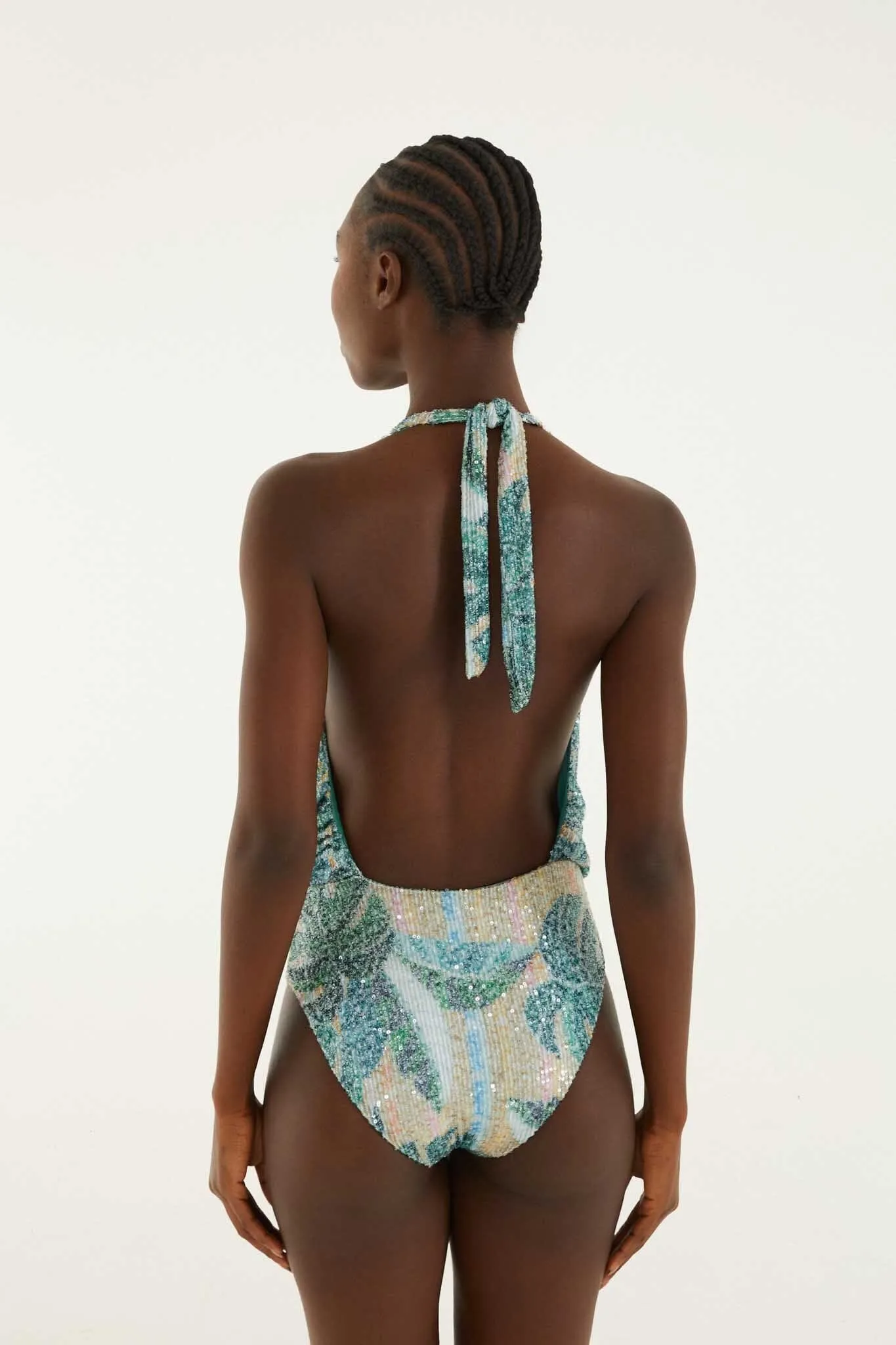 Green Mosaic Sequined One Piece Swimsuit sold by FARM Rio product image thumbnail 3