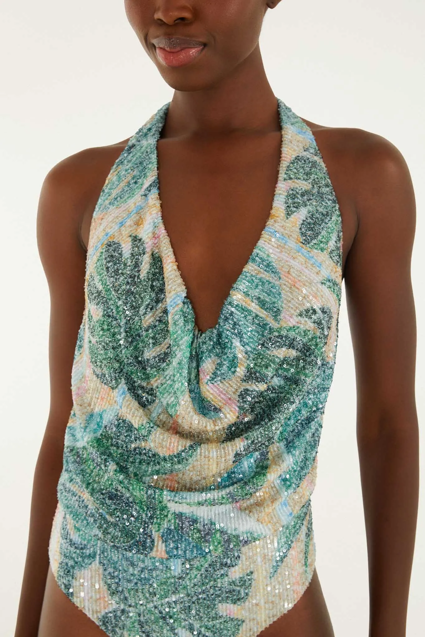 Green Mosaic Sequined One Piece Swimsuit sold by FARM Rio product image thumbnail 2