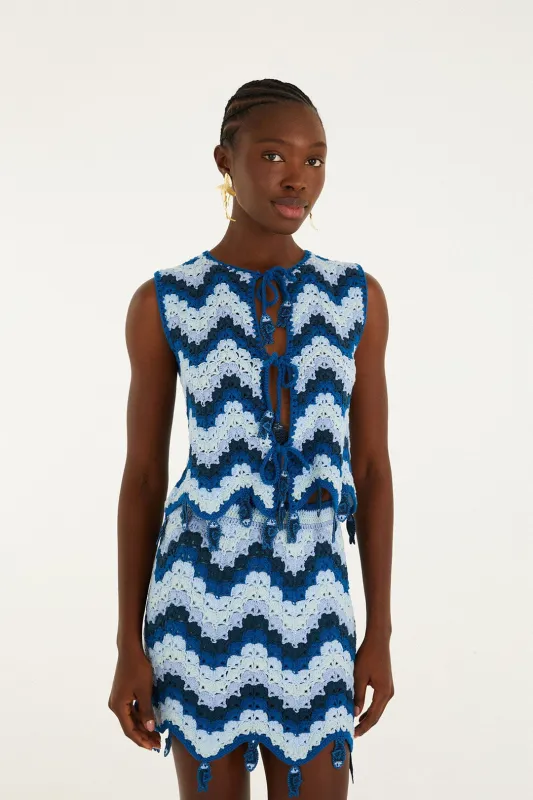 Blue Waves Crochet Top made by FARM Rio