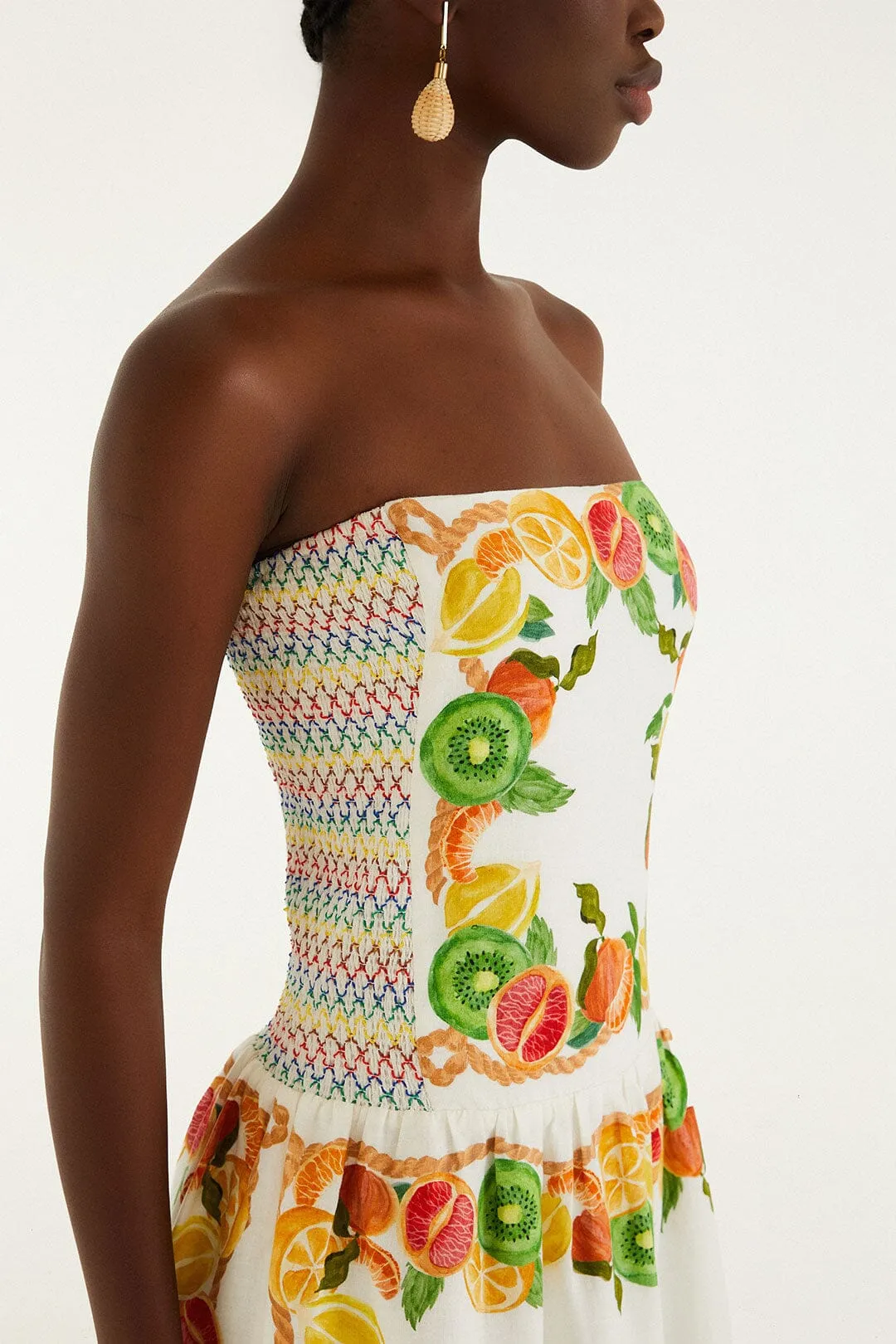 Off-White Biricutico Scarf Smocked Strapless Maxi Dress sold by FARM Rio product image thumbnail 2