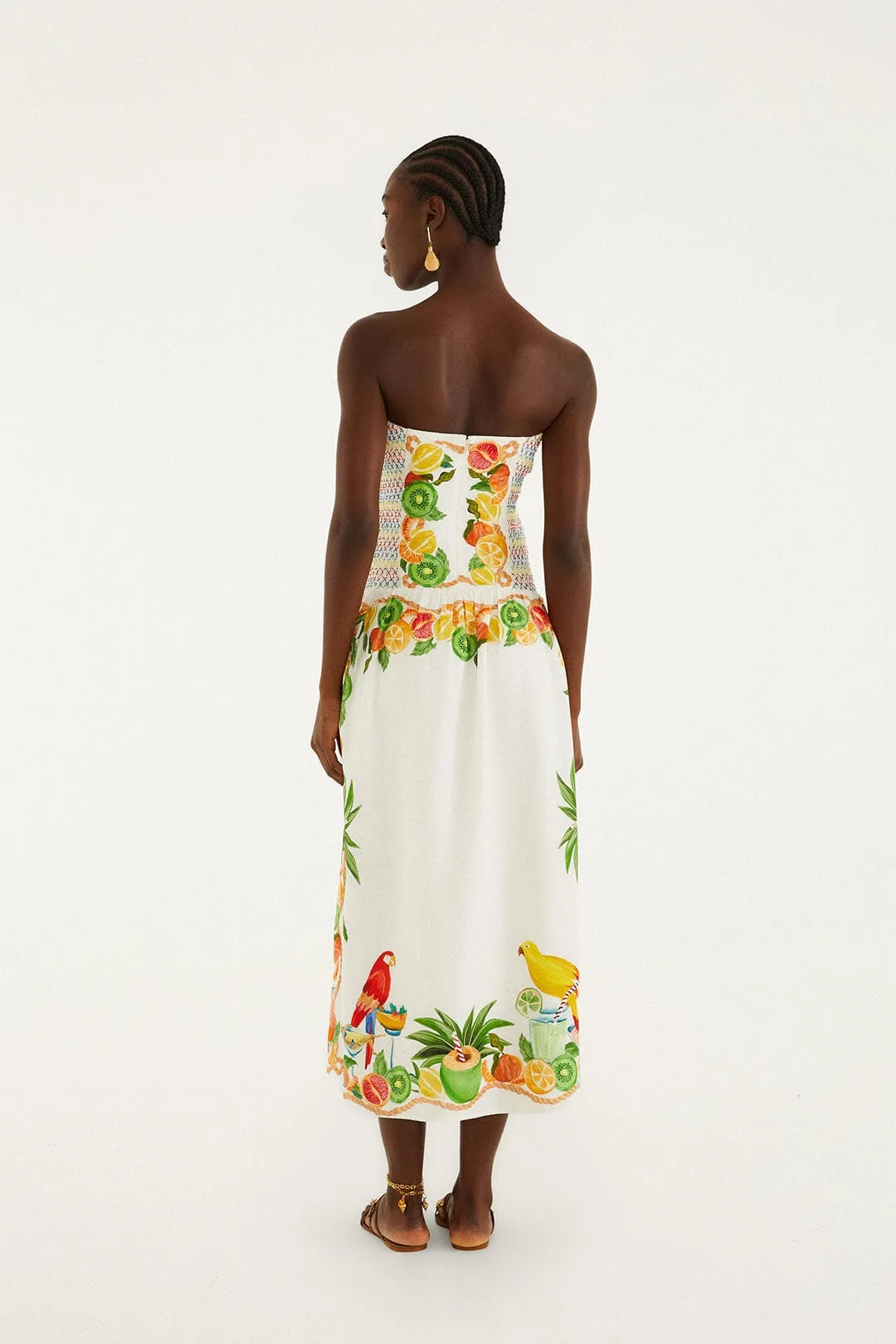 Off-White Biricutico Scarf Smocked Strapless Maxi Dress sold by FARM Rio product image thumbnail 3