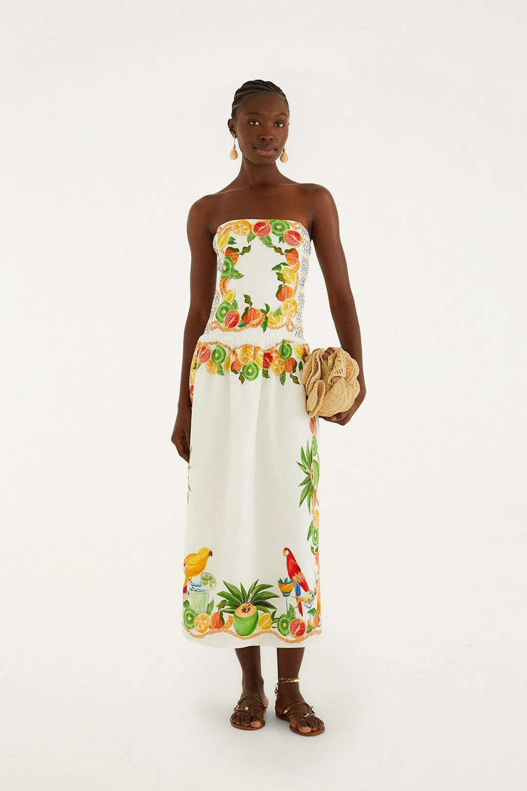 Off-White Biricutico Scarf Smocked Strapless Maxi Dress sold by FARM Rio