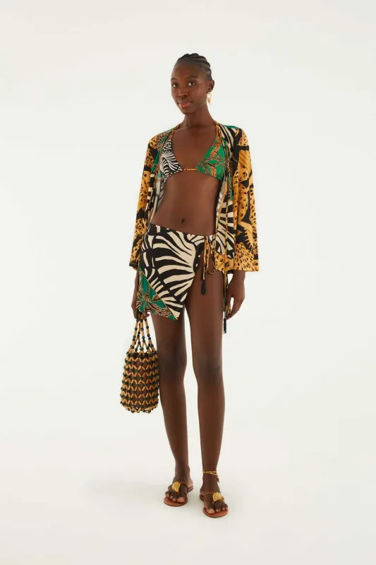 Multicolor Side Ties Slit Mini Skirt made by FARM Rio