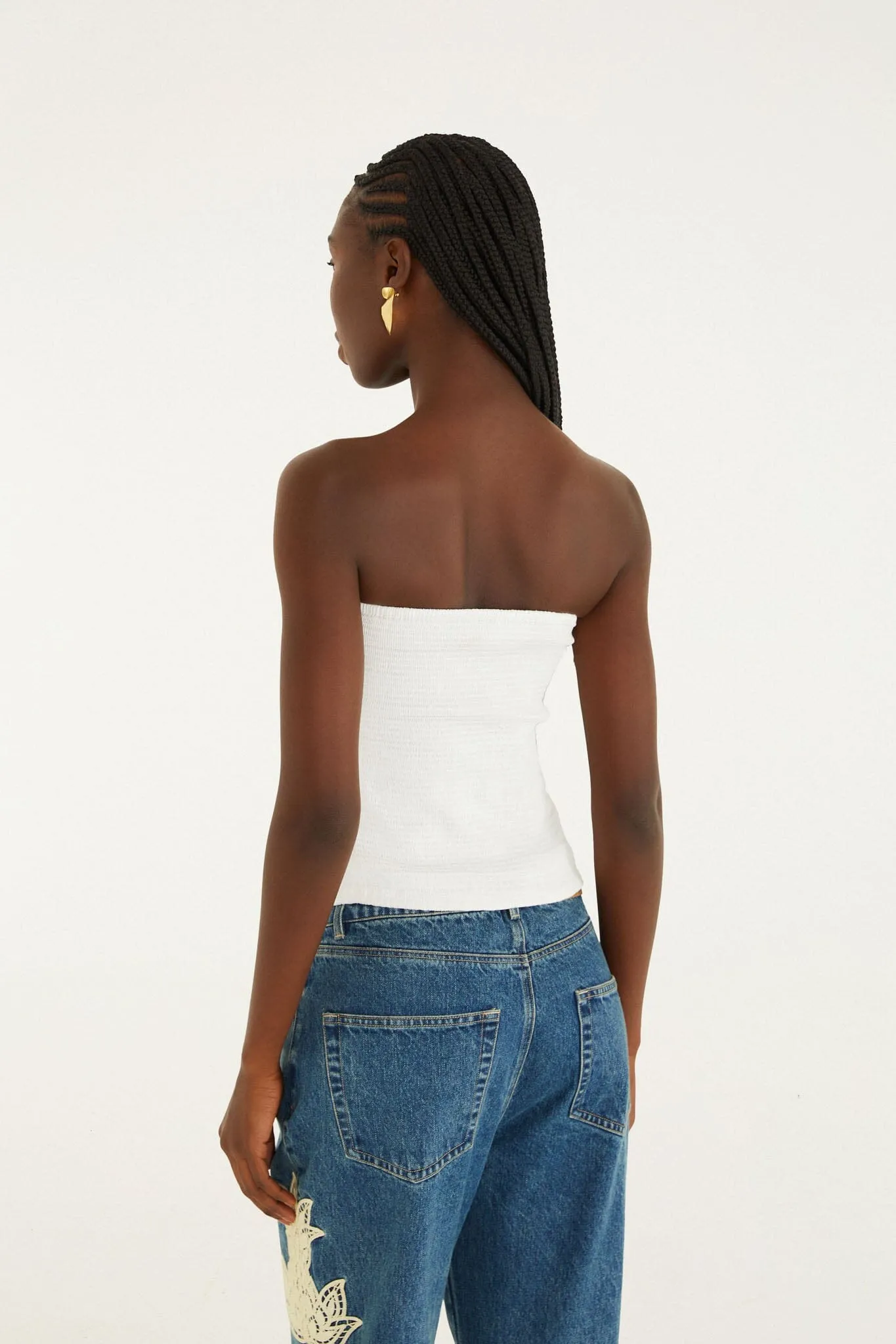 White Smocked Strapless Top sold by FARM Rio product image thumbnail 3