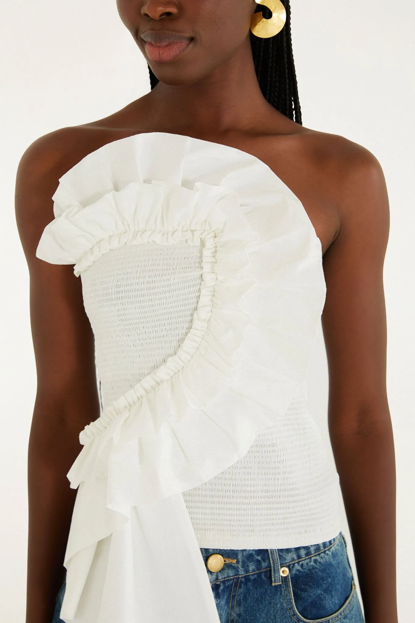 White Smocked Strapless Top sold by FARM Rio product image thumbnail 2