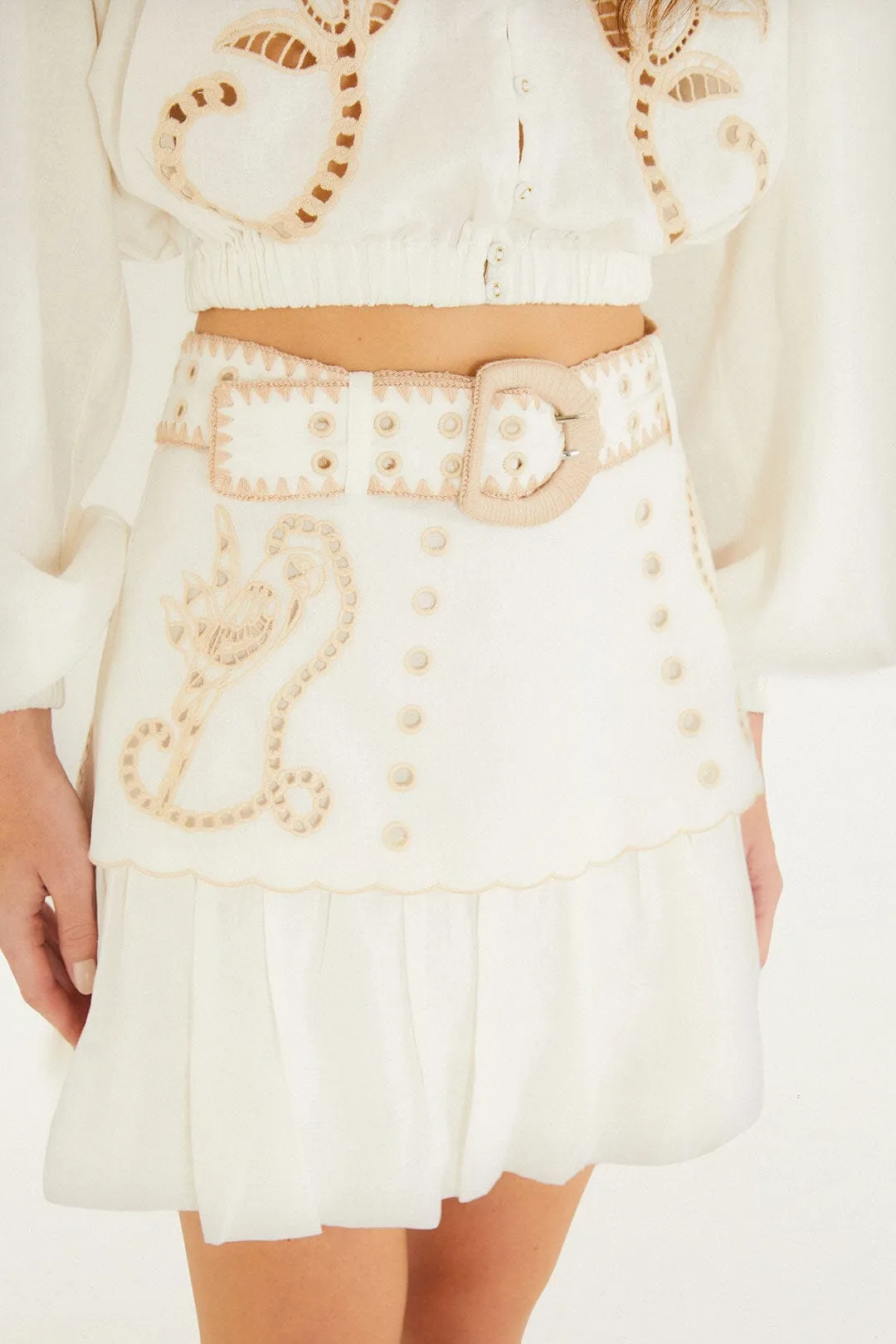 Sand Richelieu Belted Mini Skirt sold by FARM Rio product image thumbnail 2