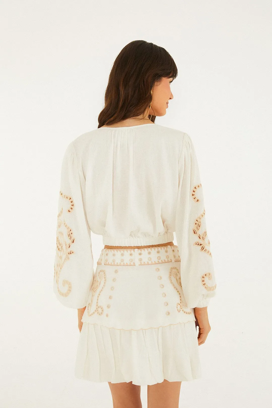 Sand Richelieu Belted Mini Skirt sold by FARM Rio product image thumbnail 3