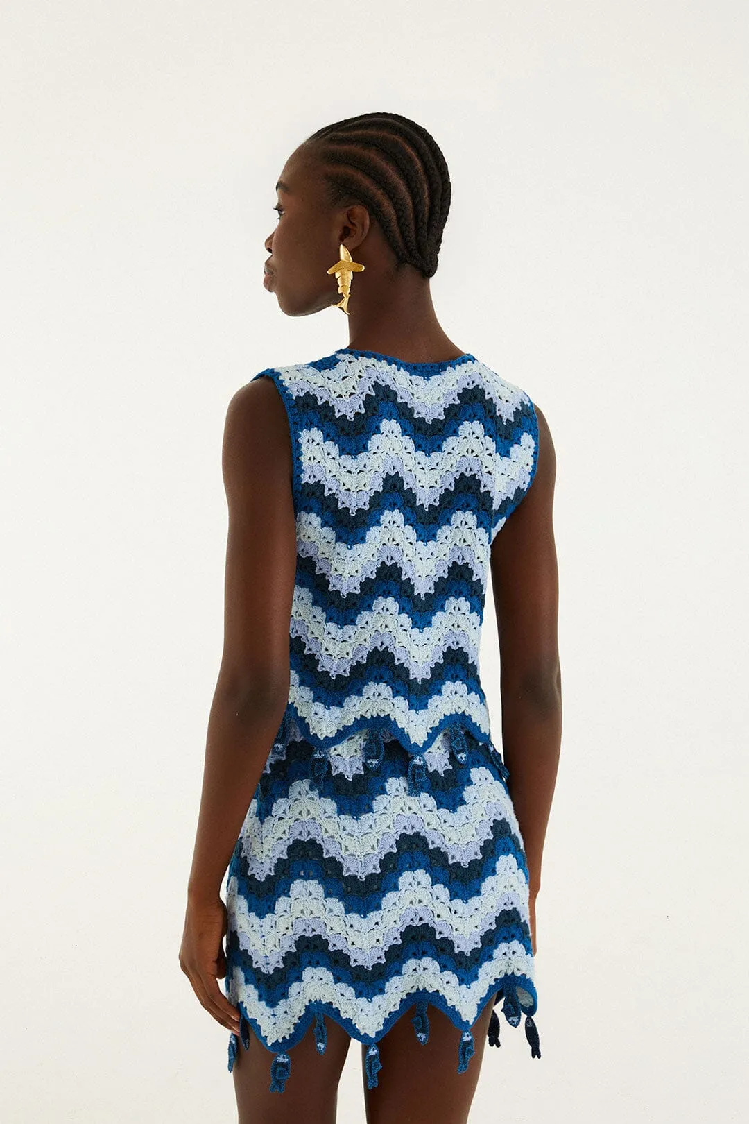 Blue Waves Crochet Mini Skirt sold by FARM Rio product image thumbnail 3