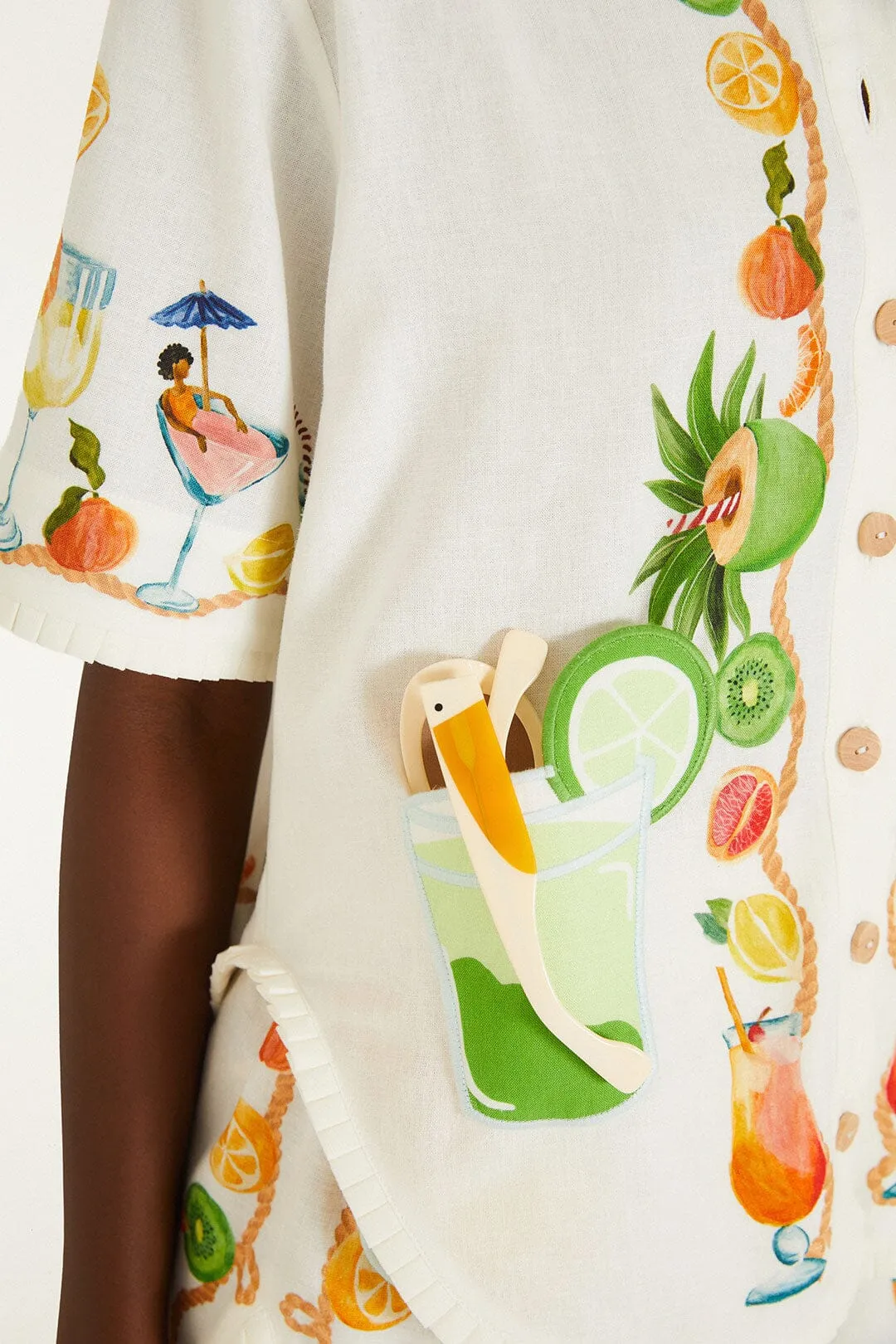 Off-White Biricutico Scarf Embroidered Short Sleeve Shirt sold by FARM Rio product image thumbnail 5