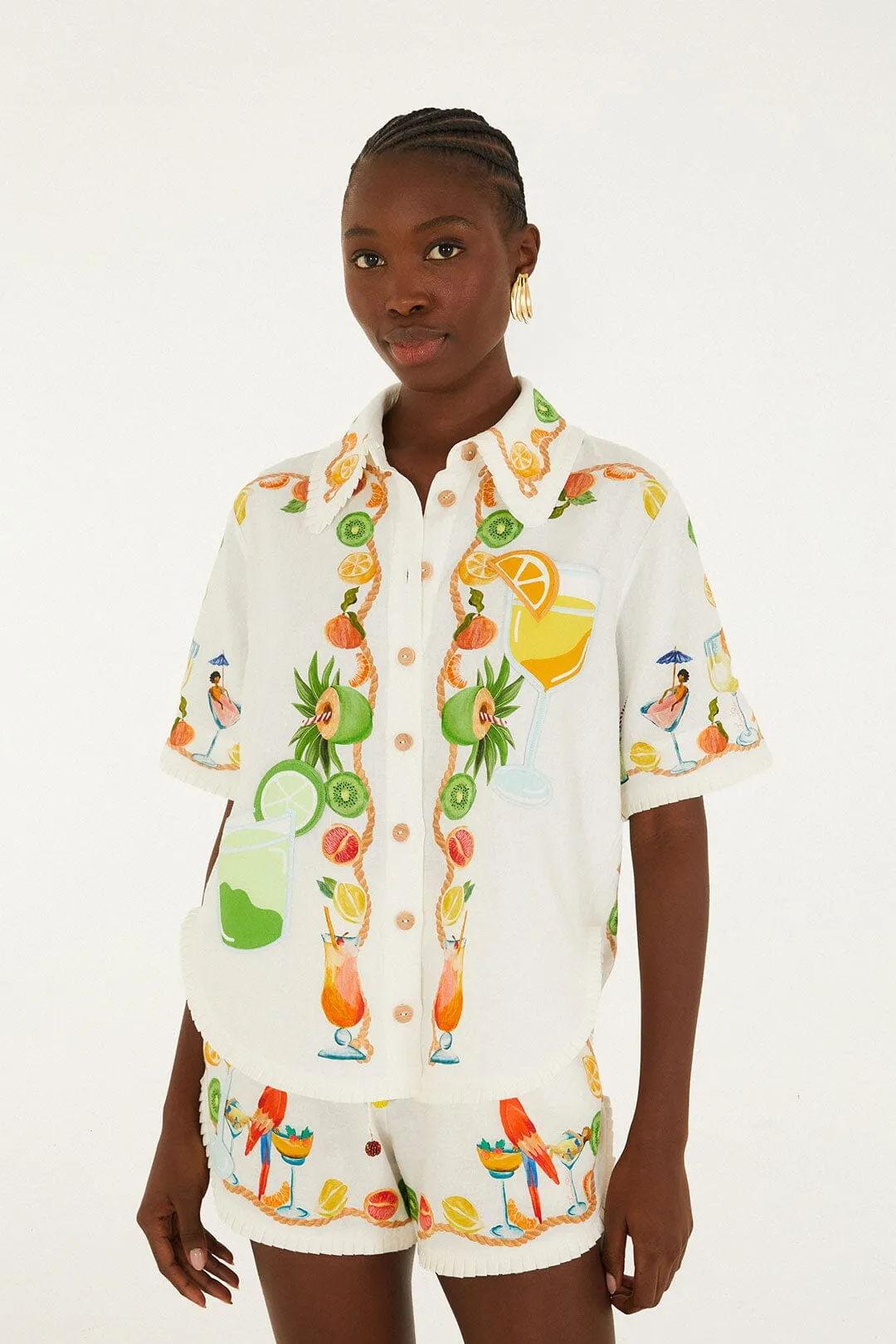 Off-White Biricutico Scarf Embroidered Short Sleeve Shirt sold by FARM Rio
