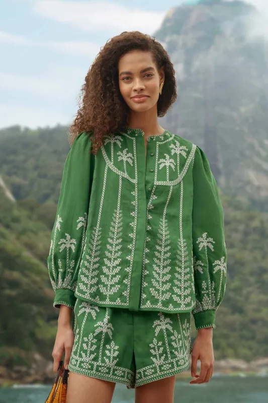 Bicolor Cross Stich Embroidery Blouse Long Sleeve made by FARM Rio