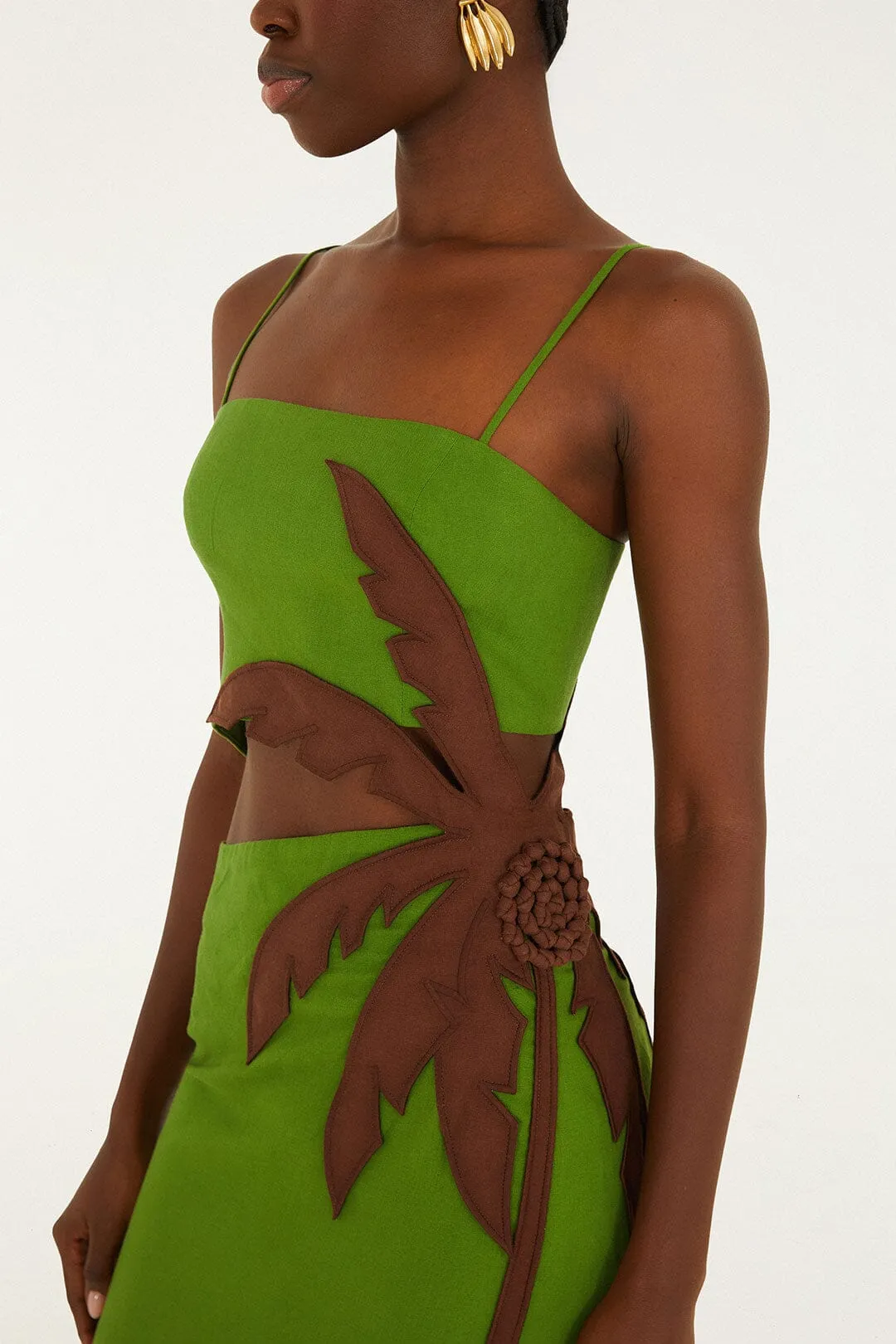 Green 3D Palm Tree Cut-Out Midi Dress sold by FARM Rio product image thumbnail 2
