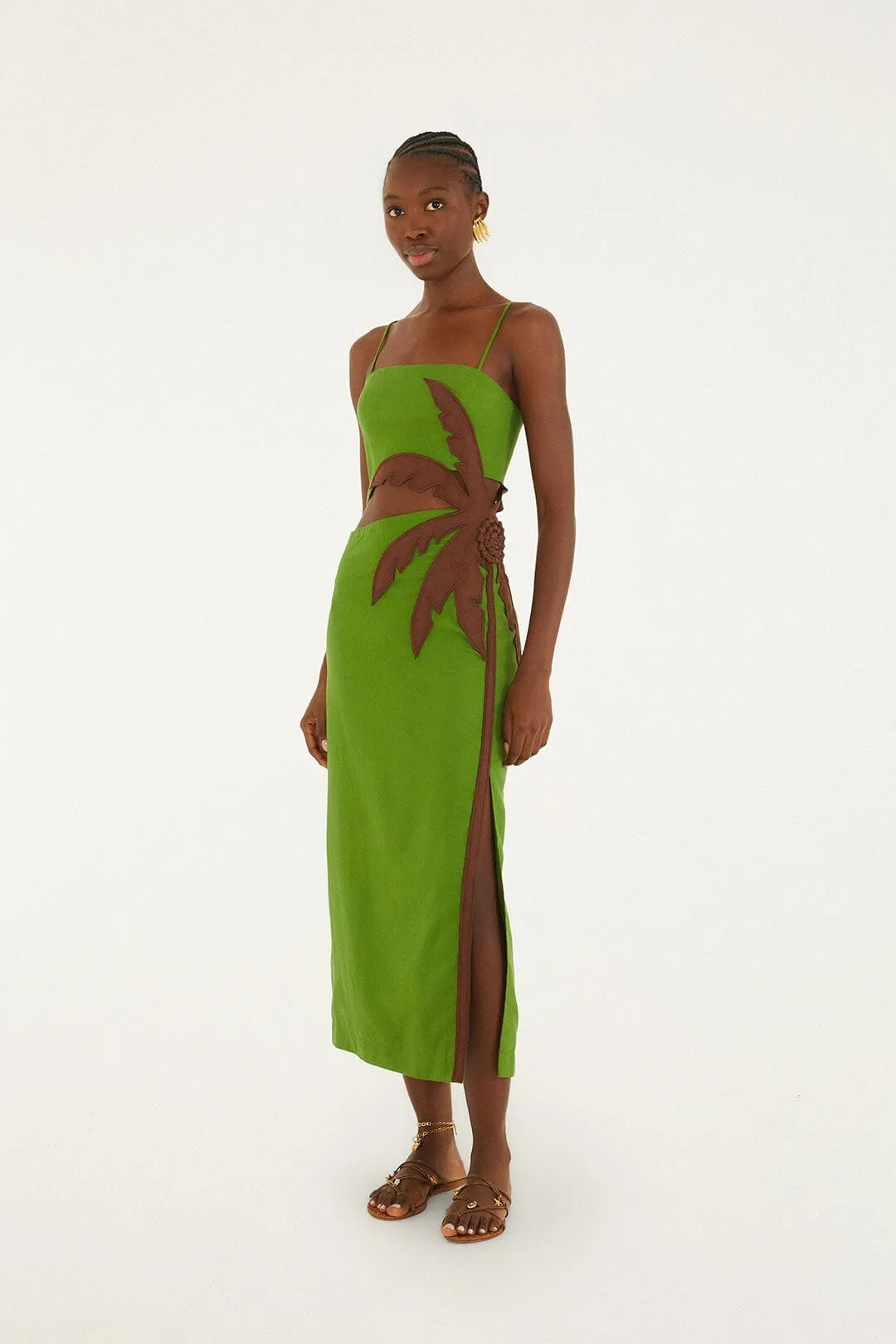 Green 3D Palm Tree Cut-Out Midi Dress sold by FARM Rio