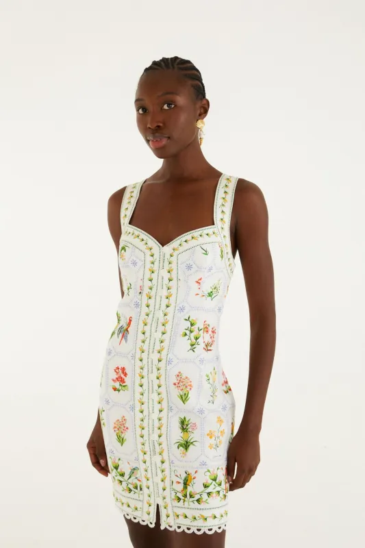 Tropical Porcelain Off-White Mini Dress made by FARM Rio