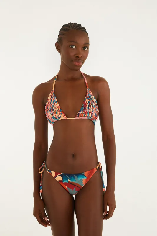 Atlantic Rain Forest Multicolored Tie Side Bikini made by FARM Rio